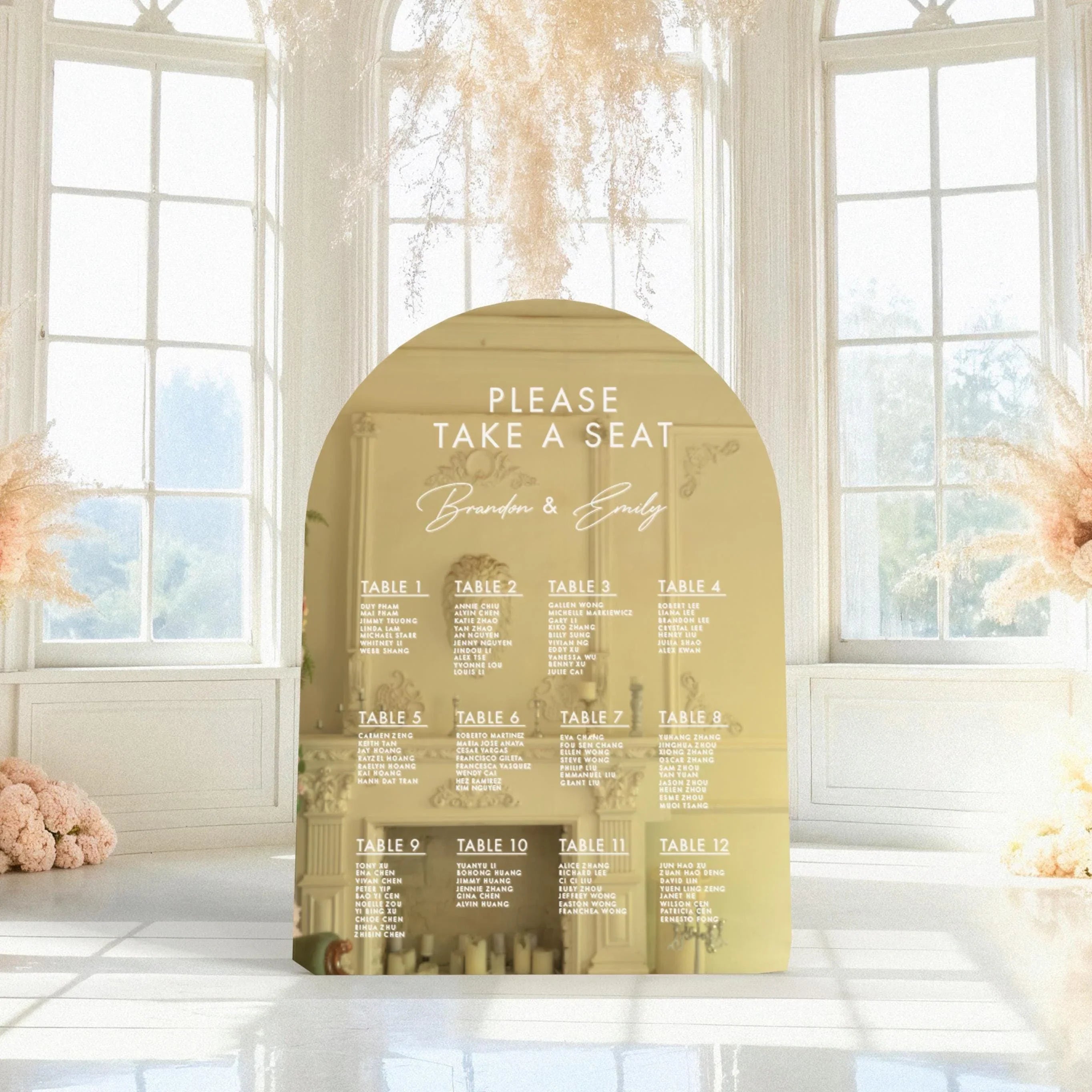 Personalized Gold Mirror Acrylic Wedding Seating Chart