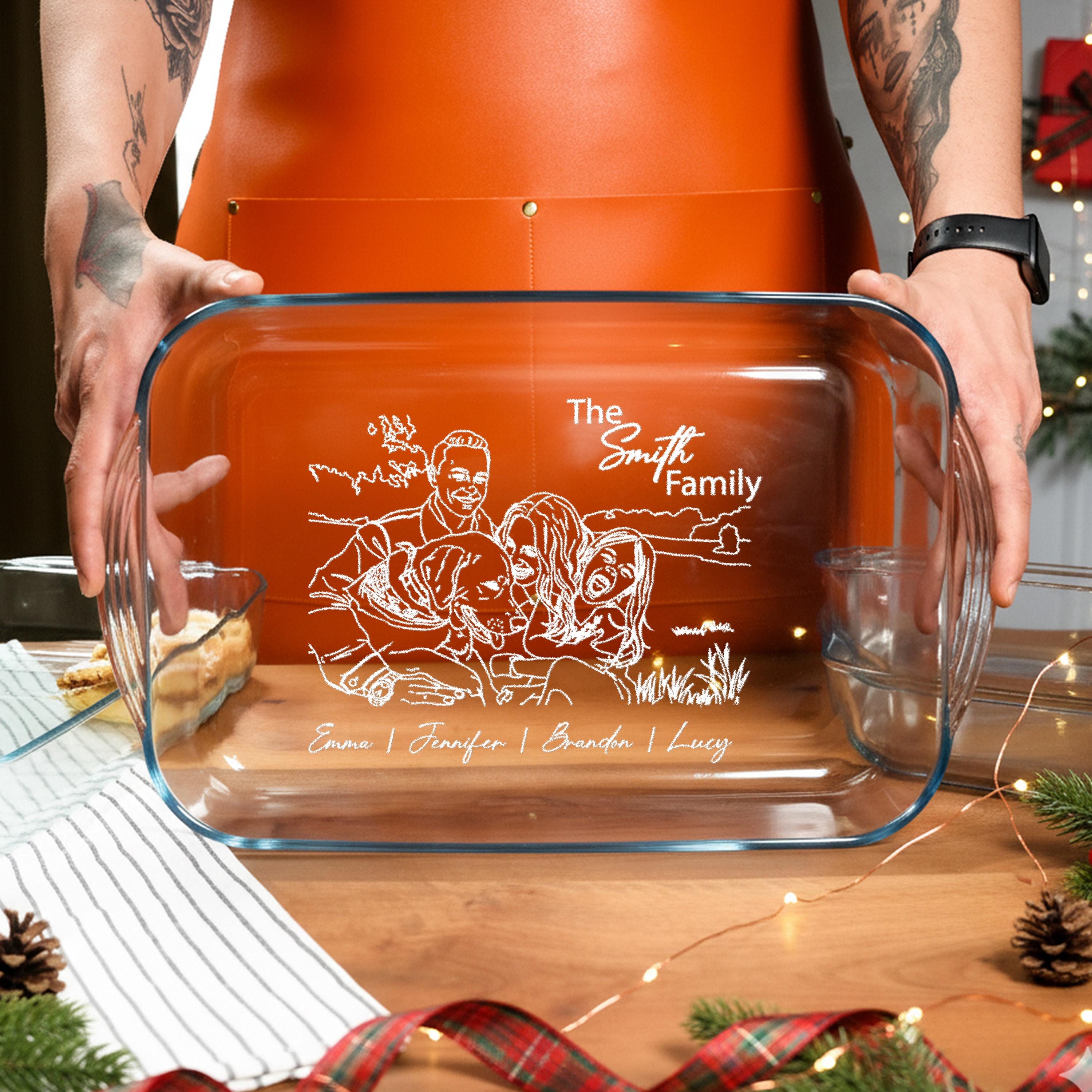 Engraved Glass Baking Dish Custom Casserole Dish Family Photo Gift Heirloom Keepsake