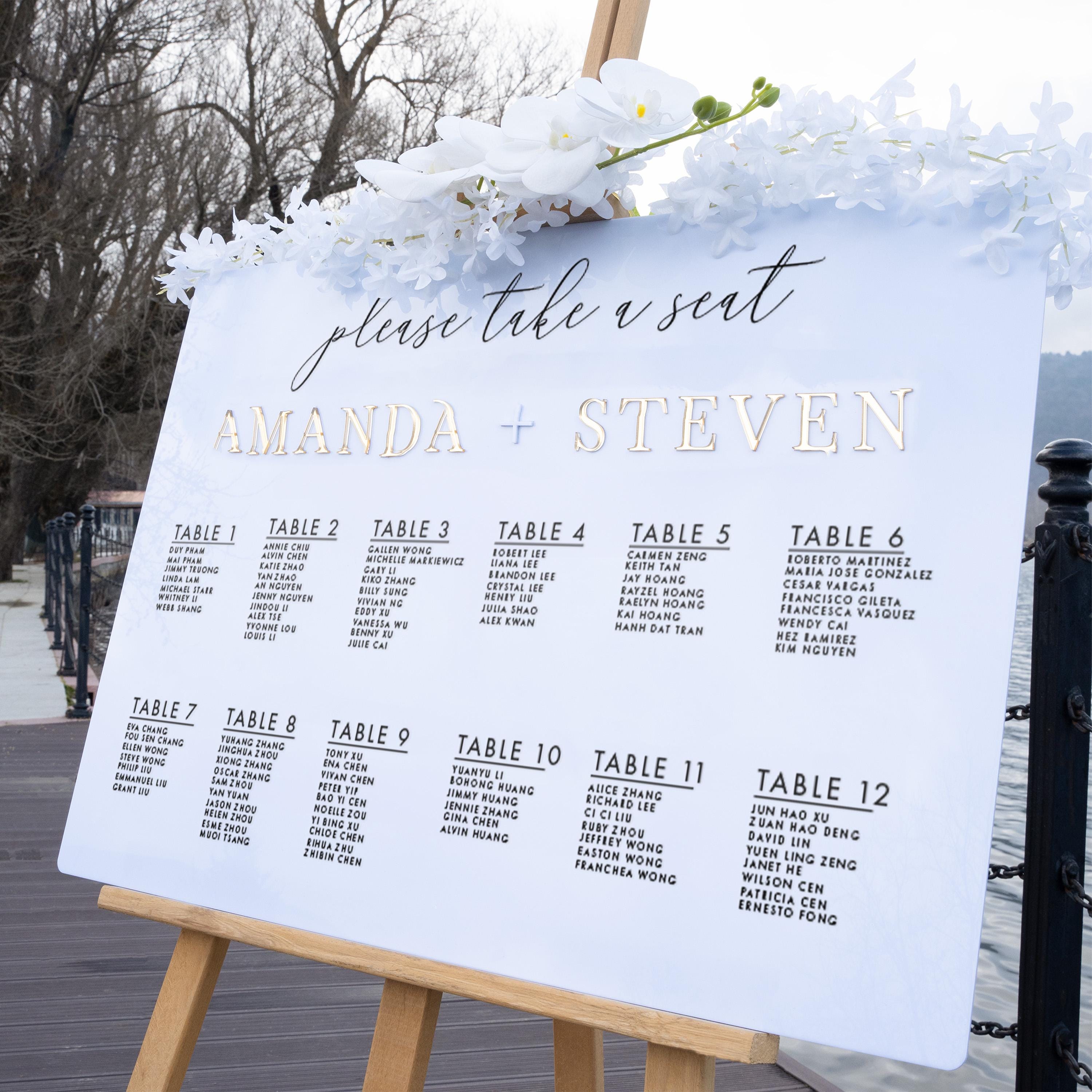 Wedding Seating Chart - Elegant Gold Mirror Seating Chart Guest List Display Peony Collection