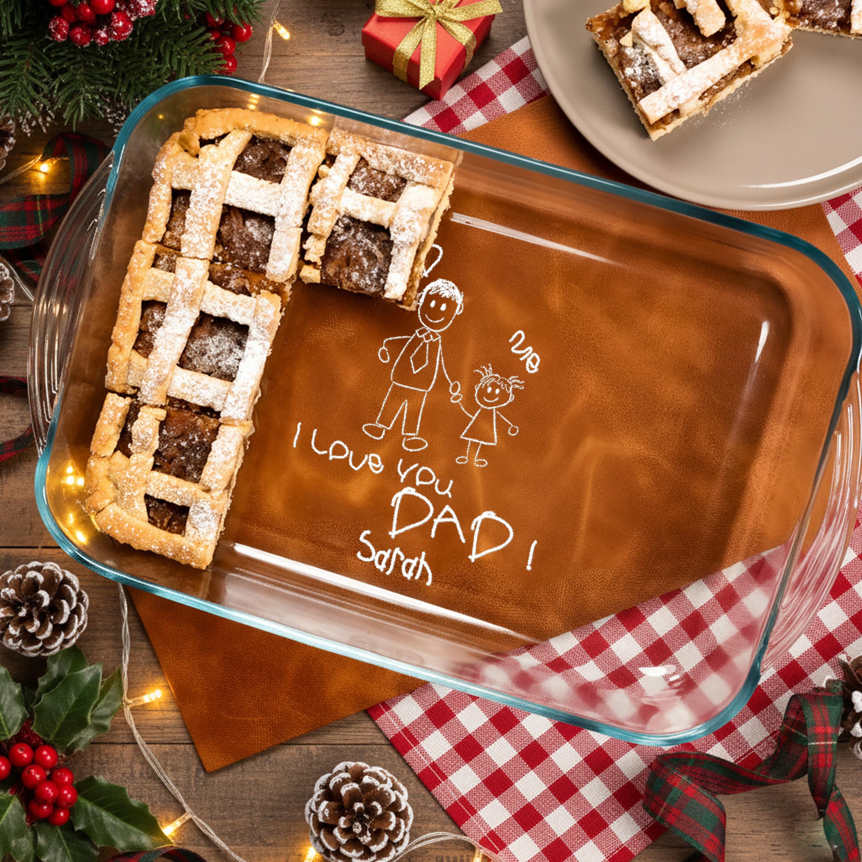 Engraved Glass Baking Dish Personalized Casserole Dish Family Cooking Gift Unique Dad Gift