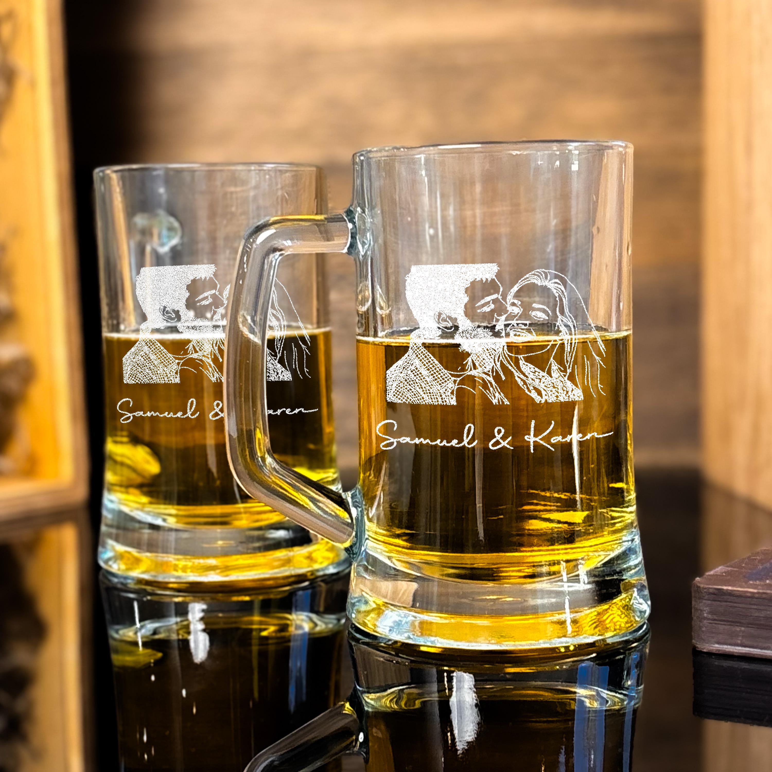 Engraved Beer Glass Personalized Beer Mug Couples Barware Gift Wedding Gift