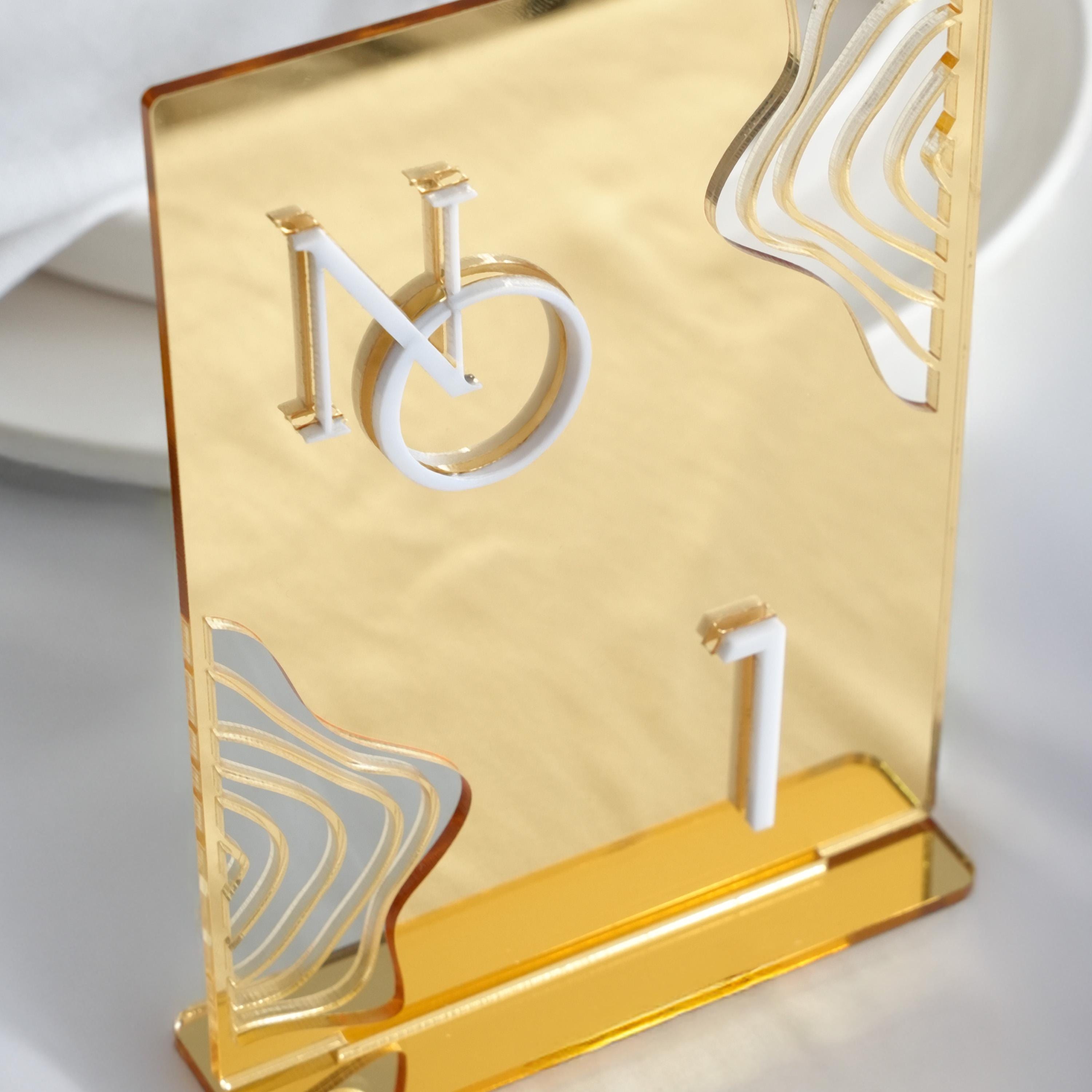 Gold Acrylic Table Numbers - Wedding Table Decor and Reception Signage Orchid Collection