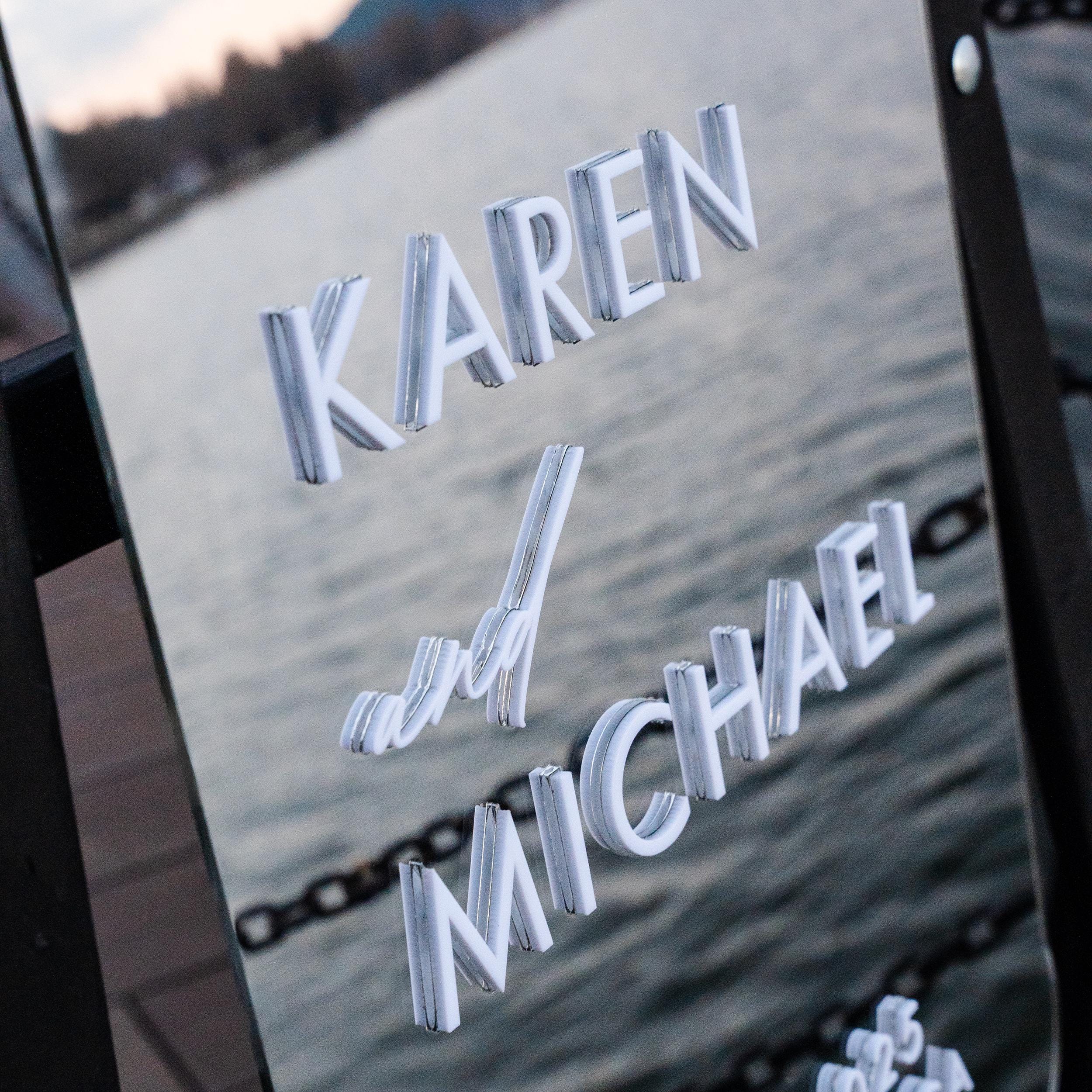 Tall Silver Mirror Acrylic Wedding Welcome Sign - Iris Collection