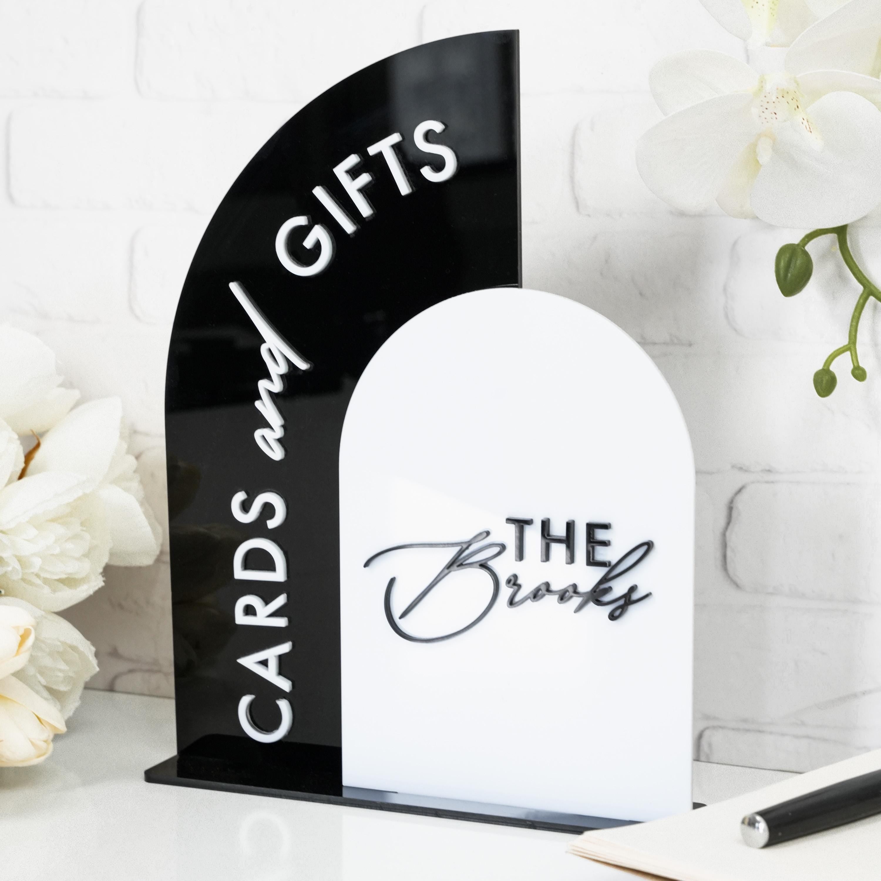 Custom Cards and Gifts Sign for Wedding Reception Decor Jasmine Orchid Poppy Collection