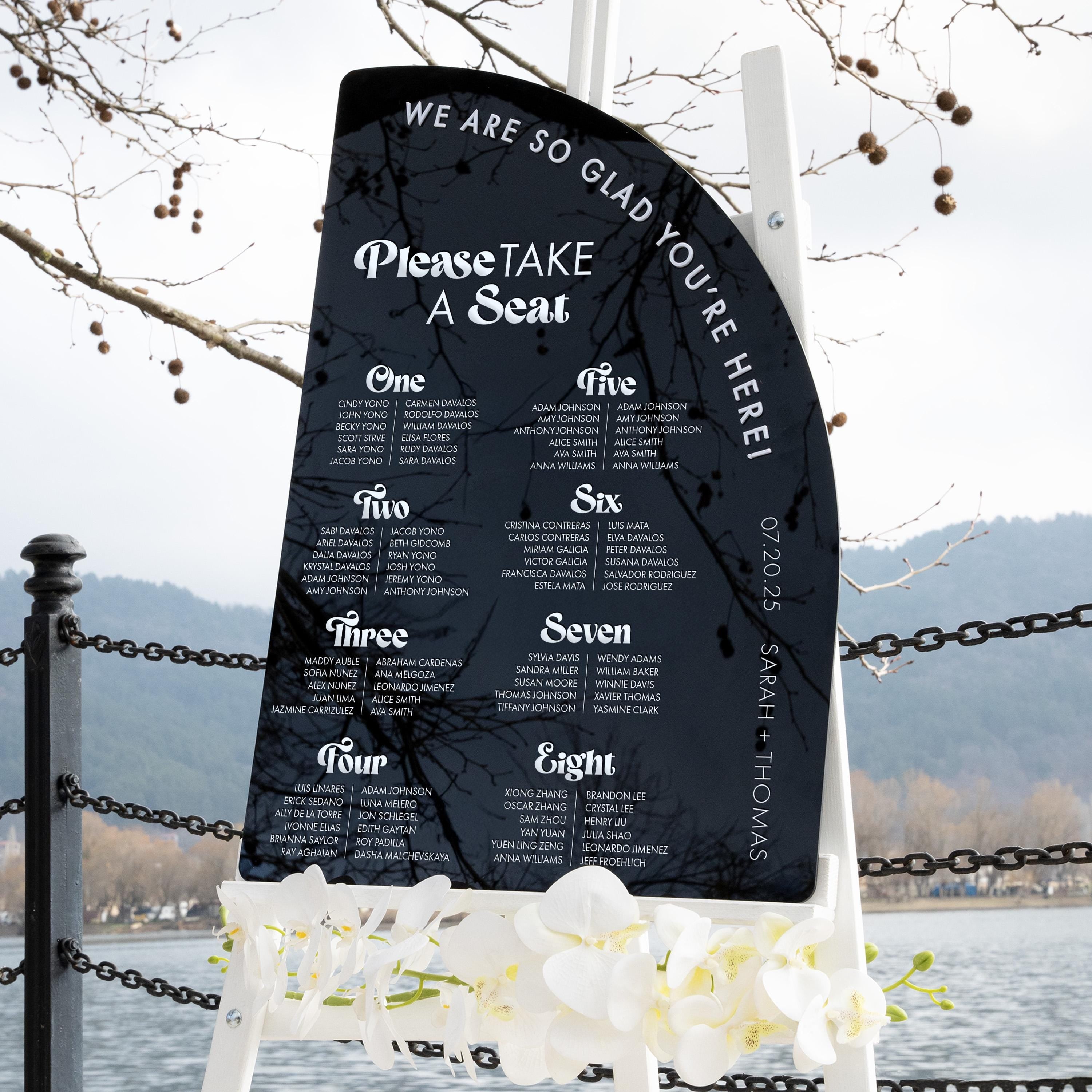 Acrylic Wedding Seating Chart - Elegant Wedding Decor for Guest Seating Plan Jasmine Collection