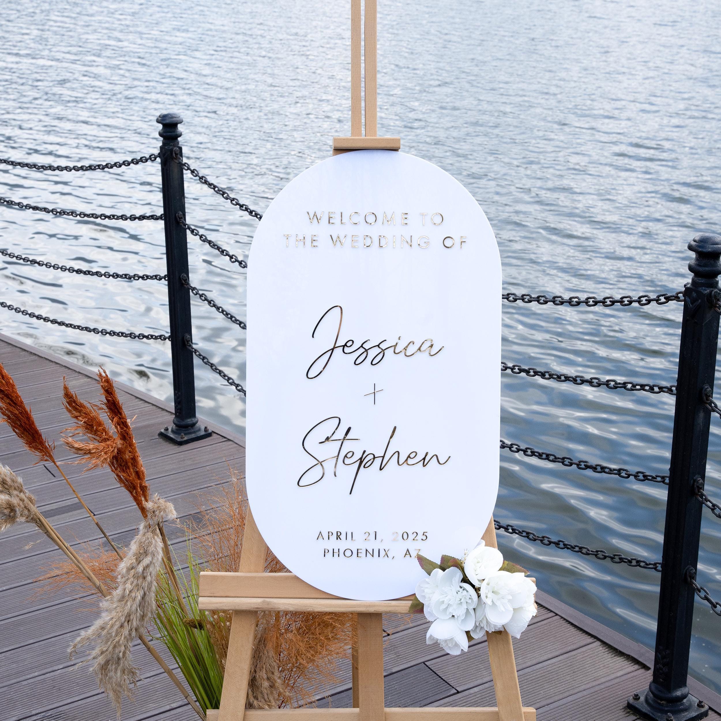 Half Arch Wedding Welcome Sign, Engagement Signage - Poppy Collection