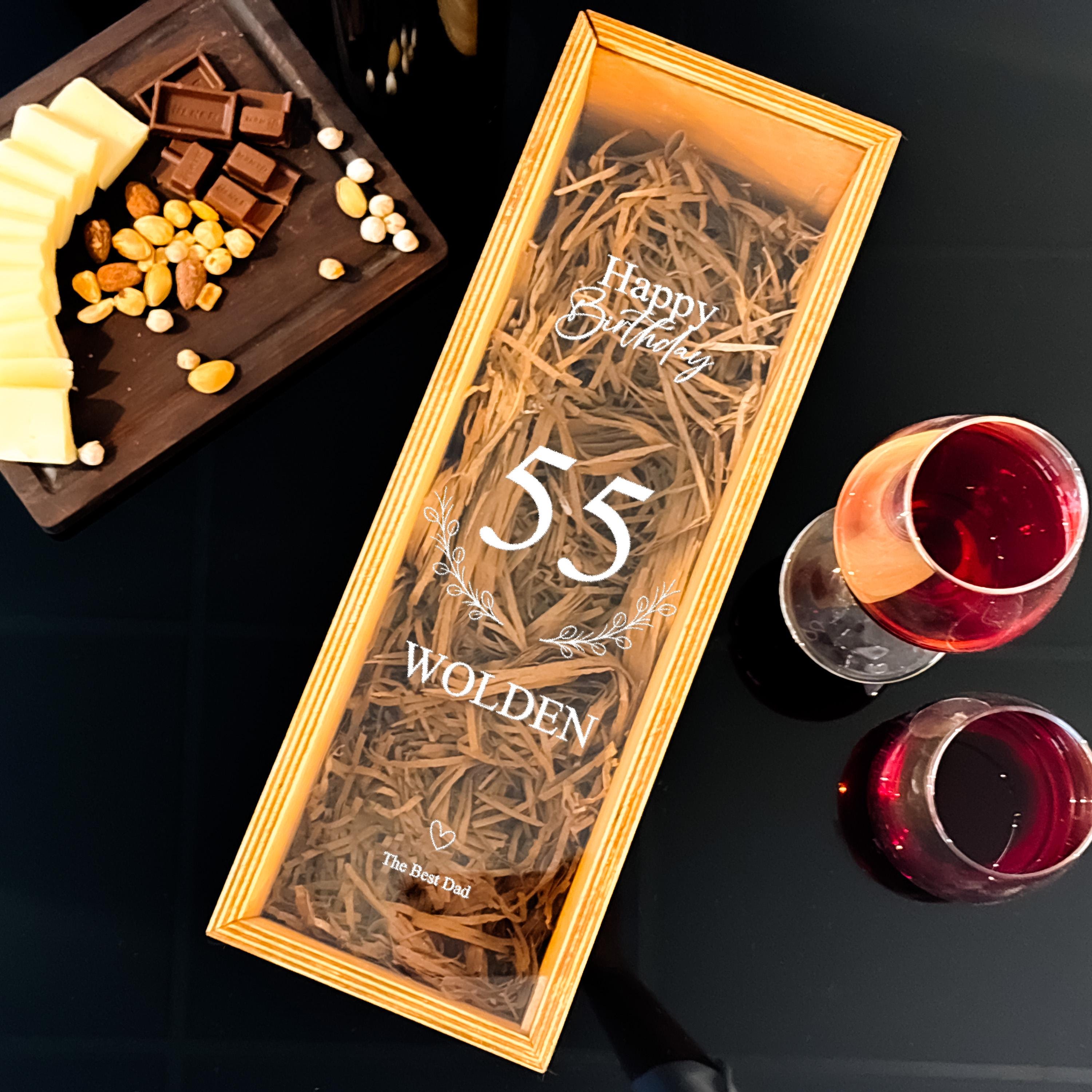 Engraved Wooden Wine Box Wine Presentation Box Birthday Gift For Dad