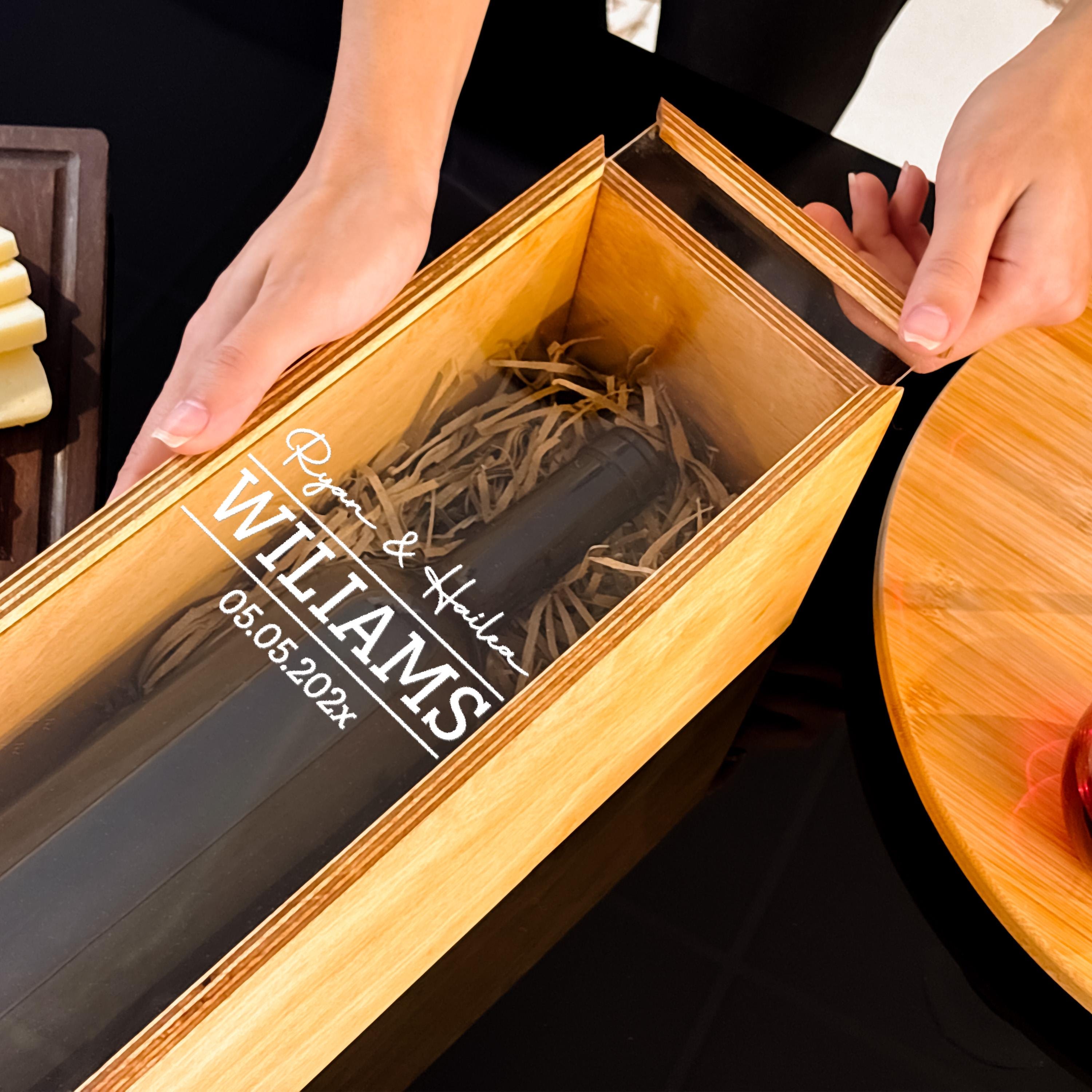 Wedding Wine Box Wooden Wine Holder Personalized Wedding Gift Presentation Box