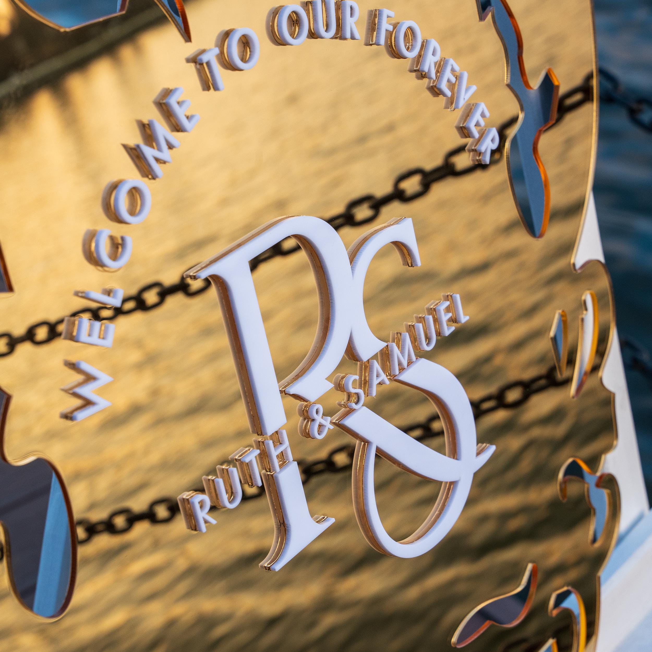 Gold Mirror Celestial Wedding Welcome Sign - Dublin Collection