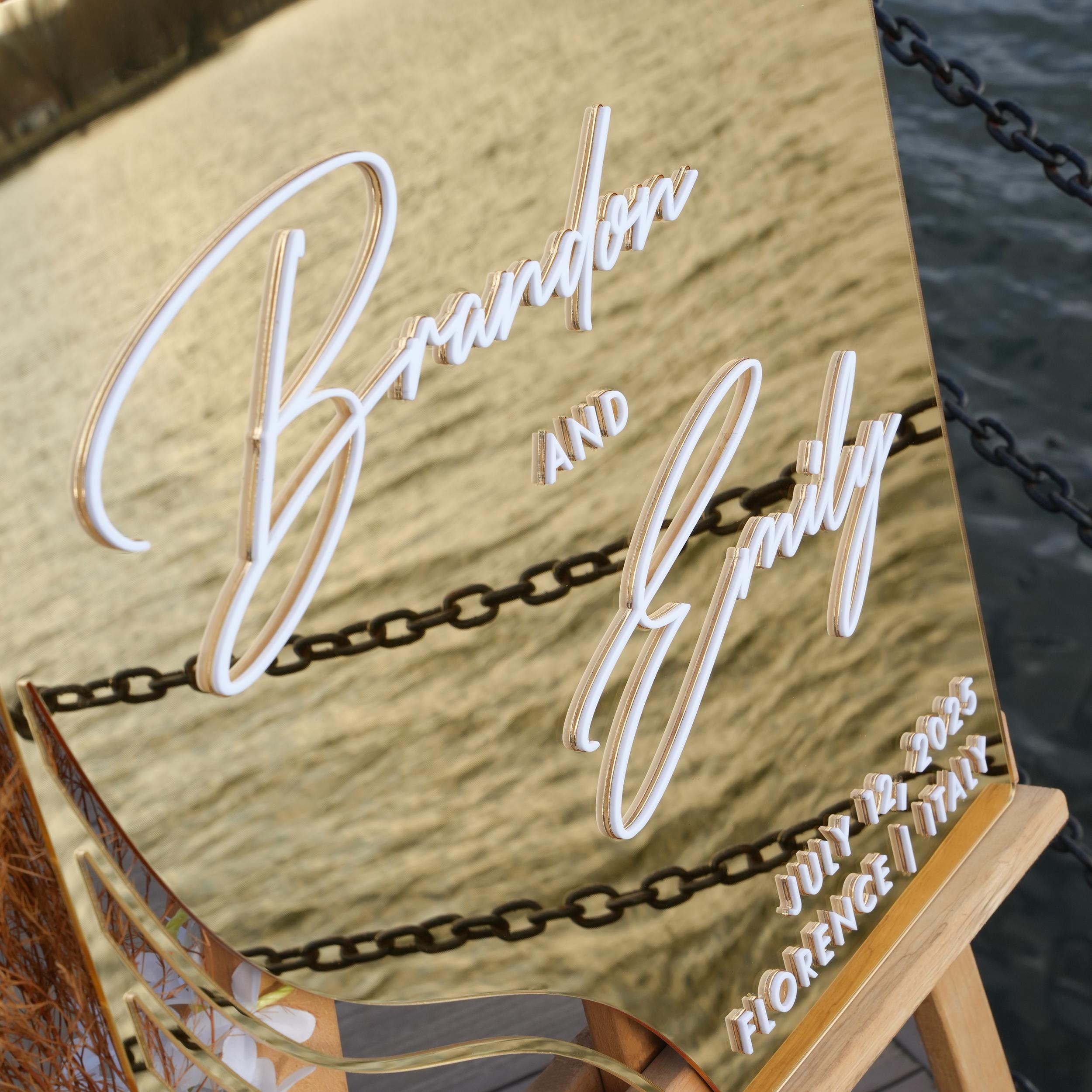 Boho Gold Mirror Wedding Welcome Sign - Marigold Collection