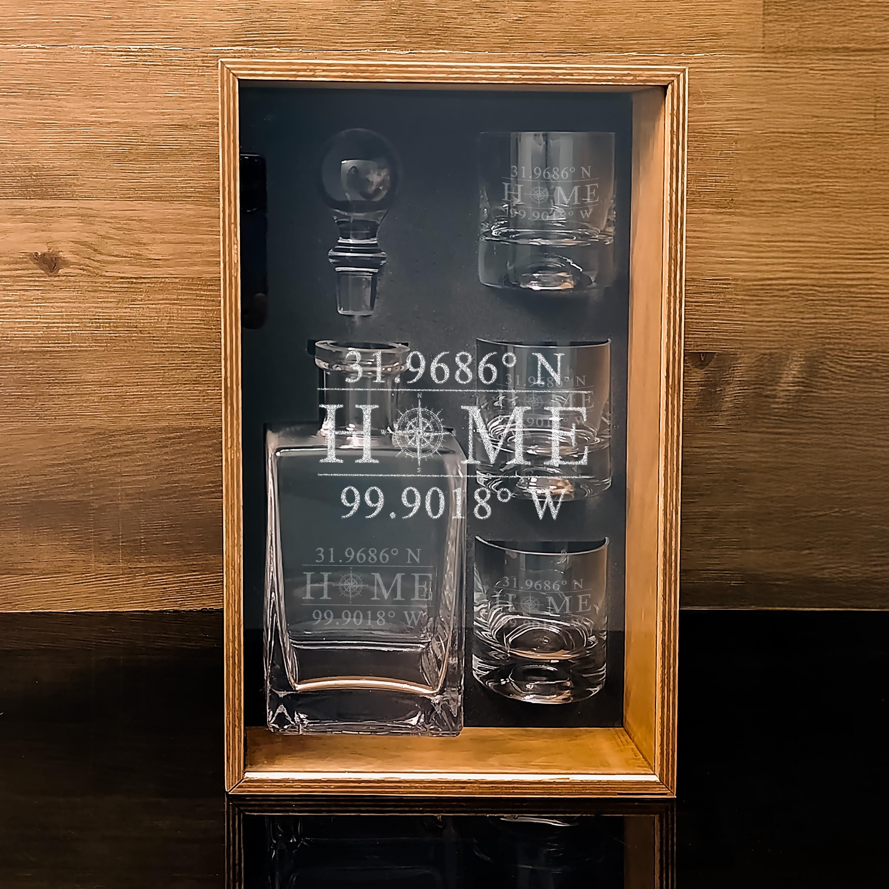 Personalized Whiskey Decanter Set Handcrafted Bourbon Glasses Housewarming Gift