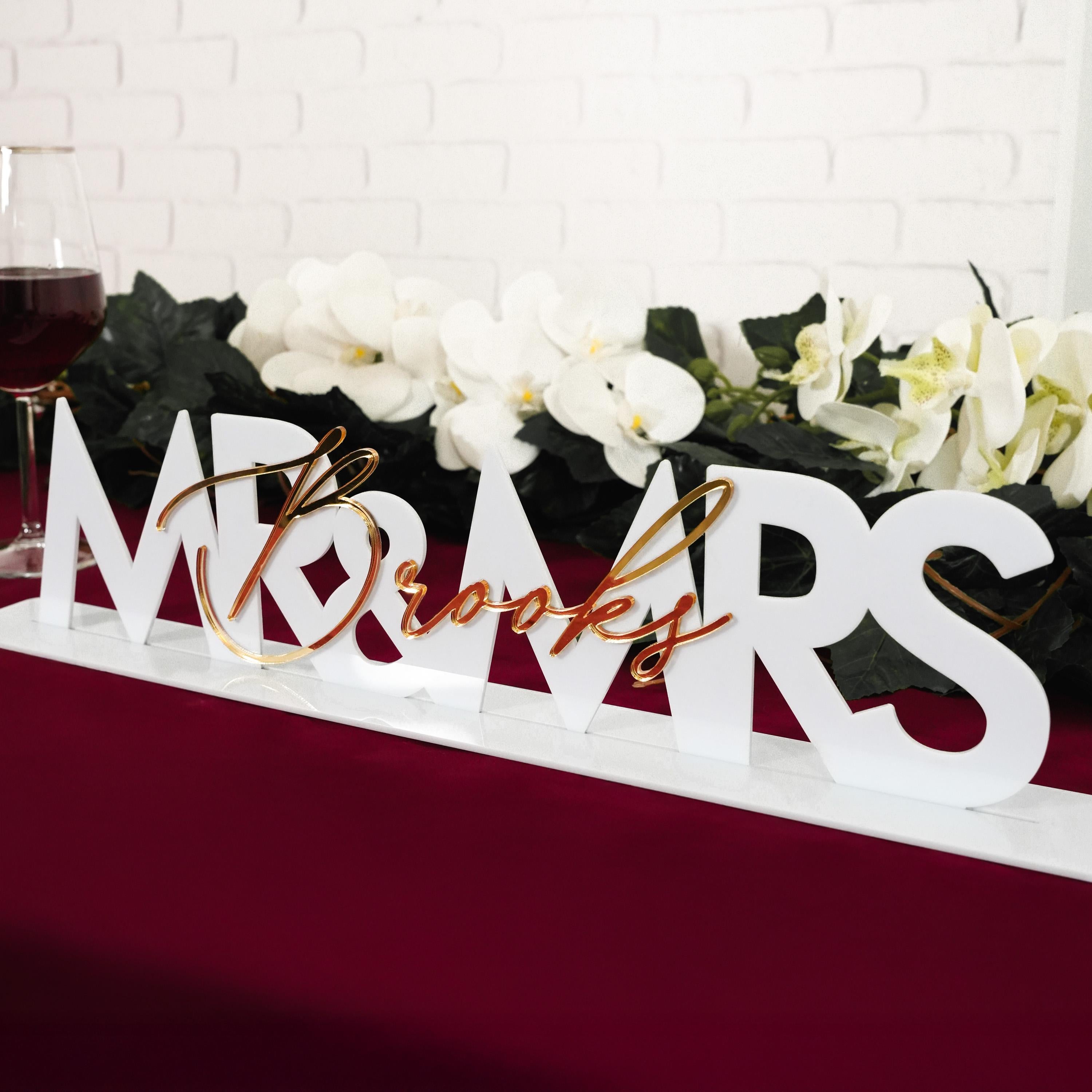 Custom Mr and Mrs Wedding Sign - Personalized Sweetheart Table Decor Berlin Peony Collection