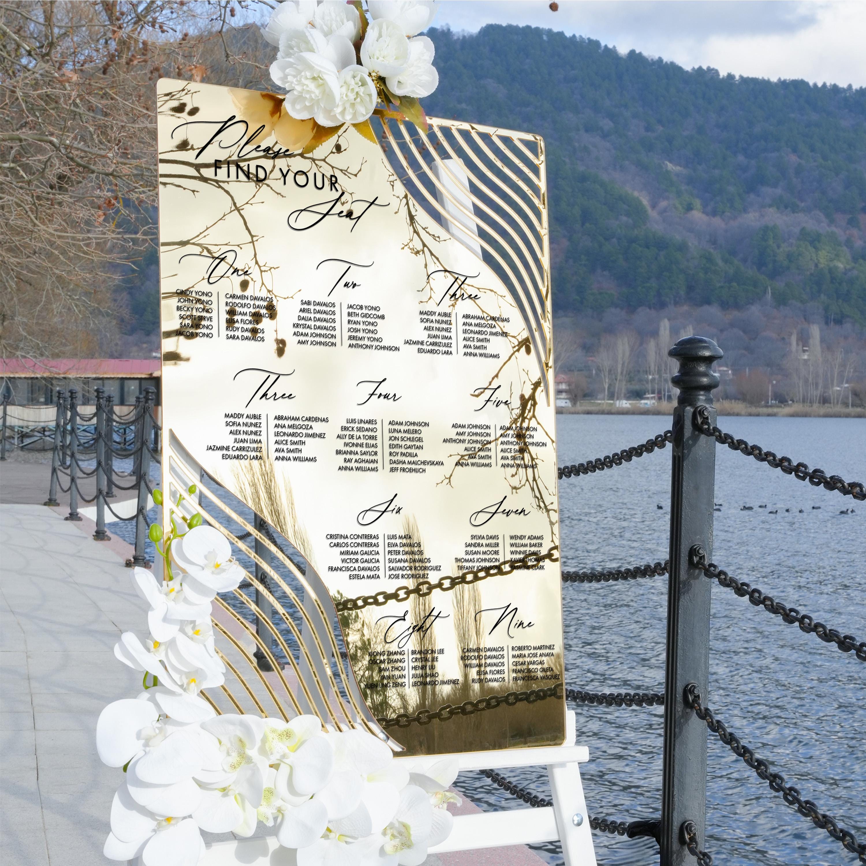 mirror seating chart gold acrylic