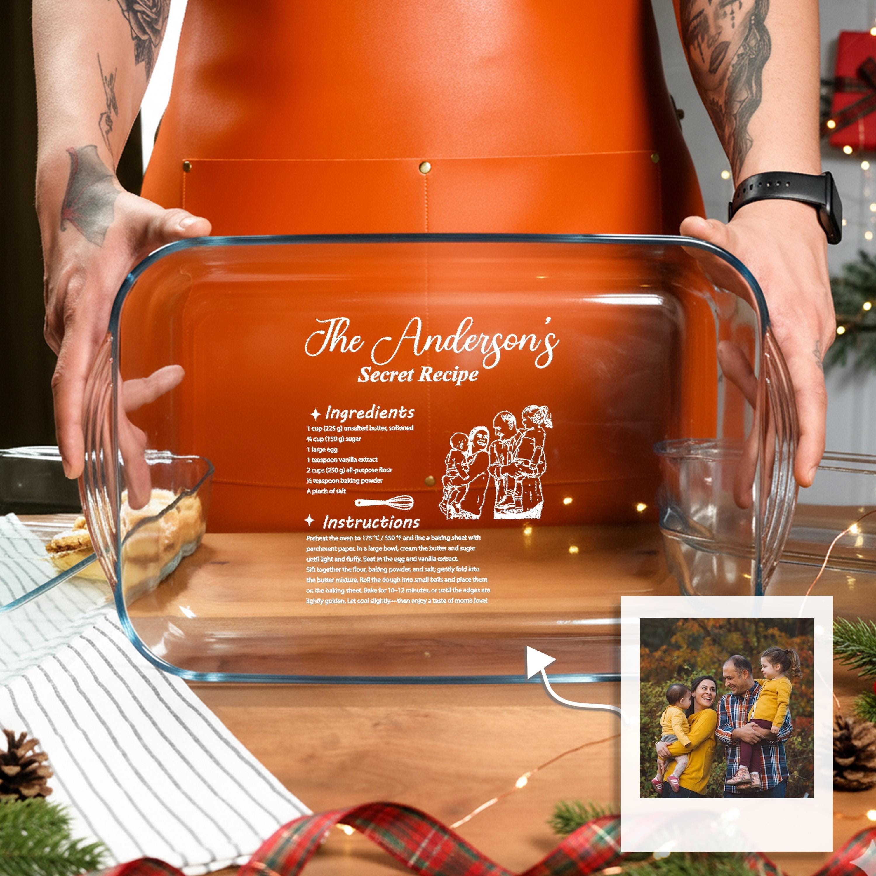 Personalized Baking Dish Casserole Dish With Handwritten Recipe Engraved For Family Gift