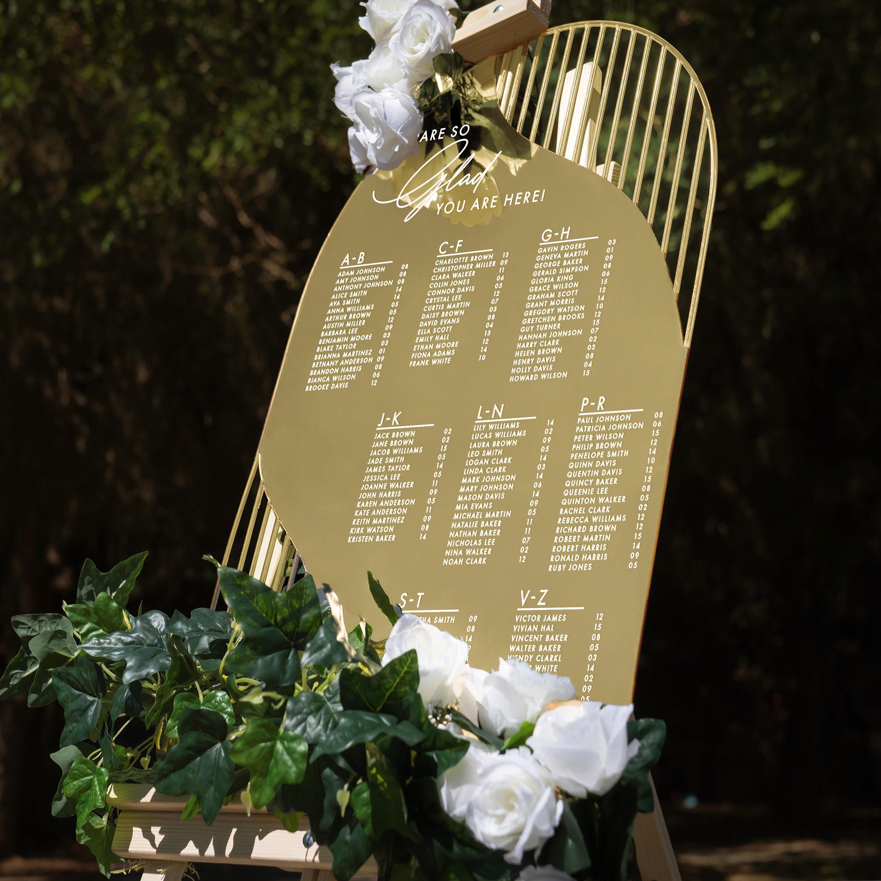 Acrylic Gold Wedding Seating Chart - Elegant Guest List Display Rome Collection