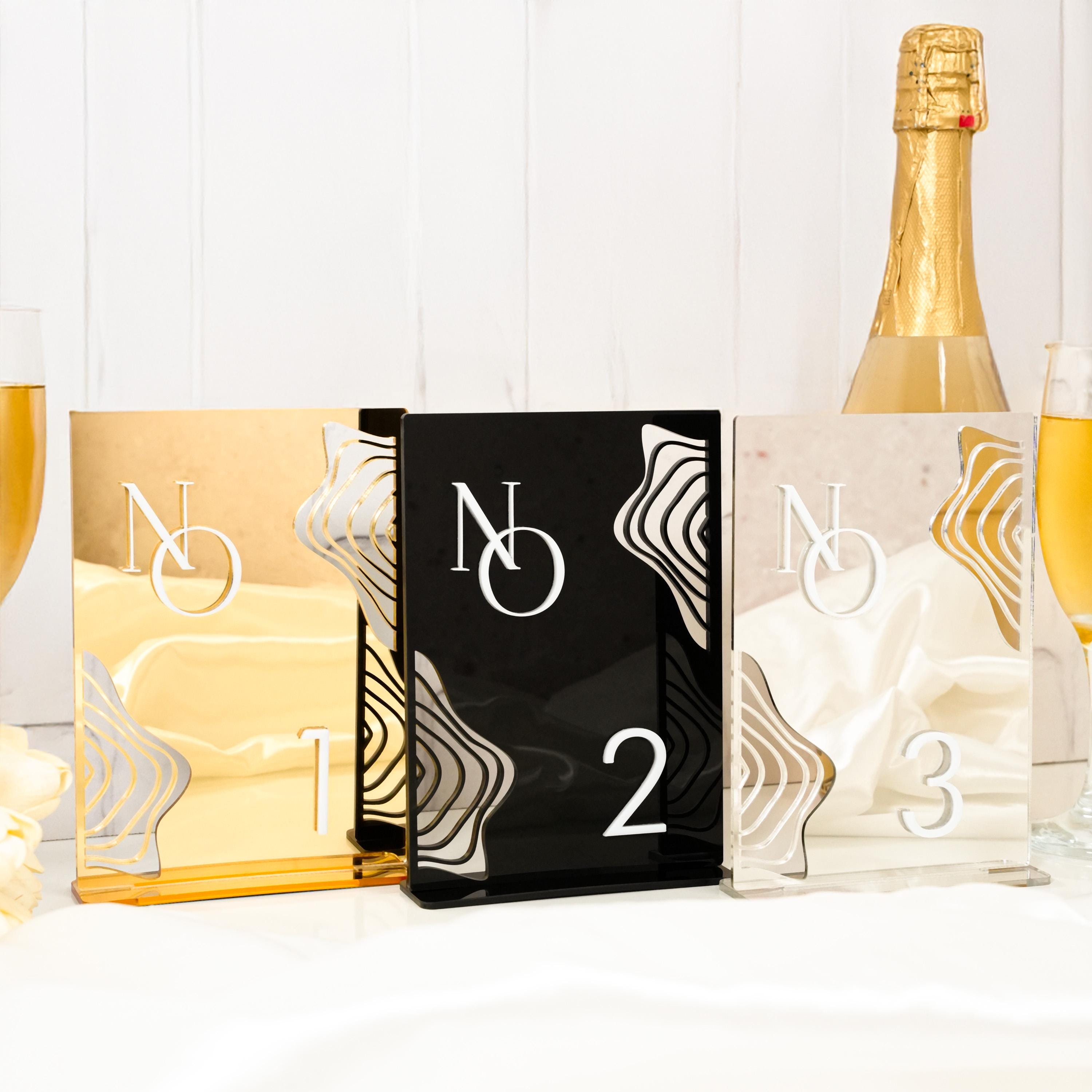 Gold Acrylic Table Numbers - Wedding Table Decor and Reception Signage Orchid Collection