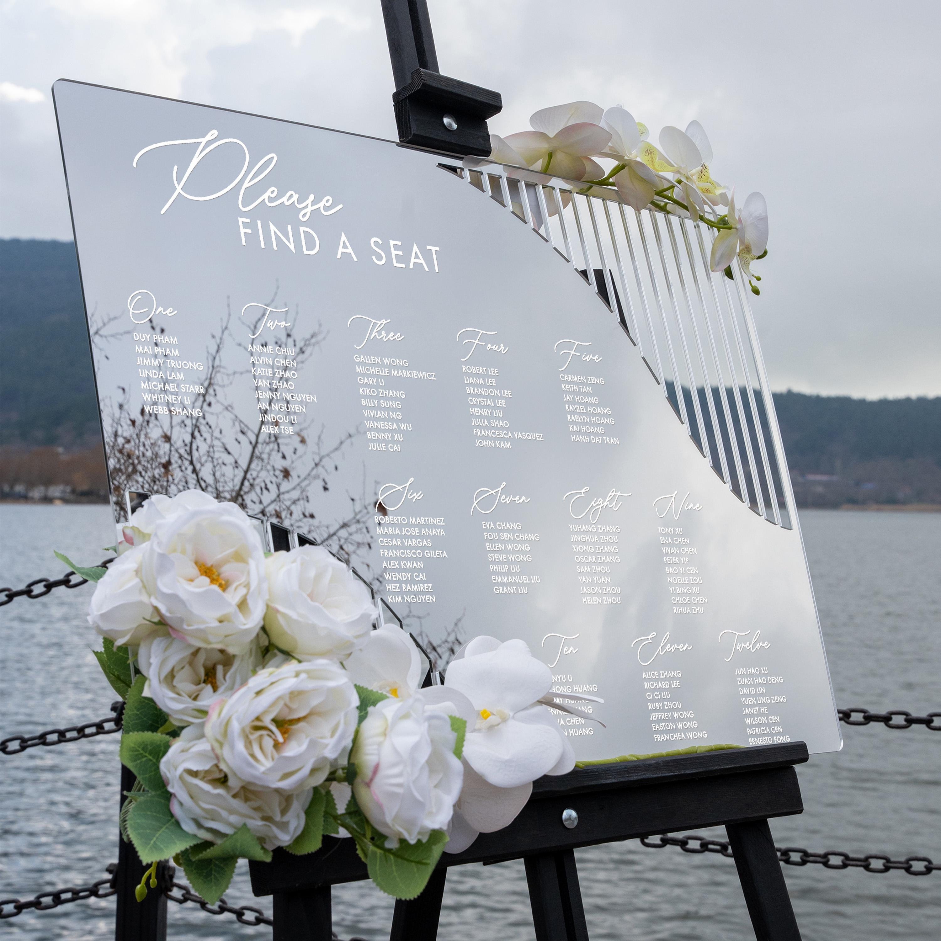Silver Acrylic Seating Chart Wedding and Entrance Table Plan for Engagement New York Collection