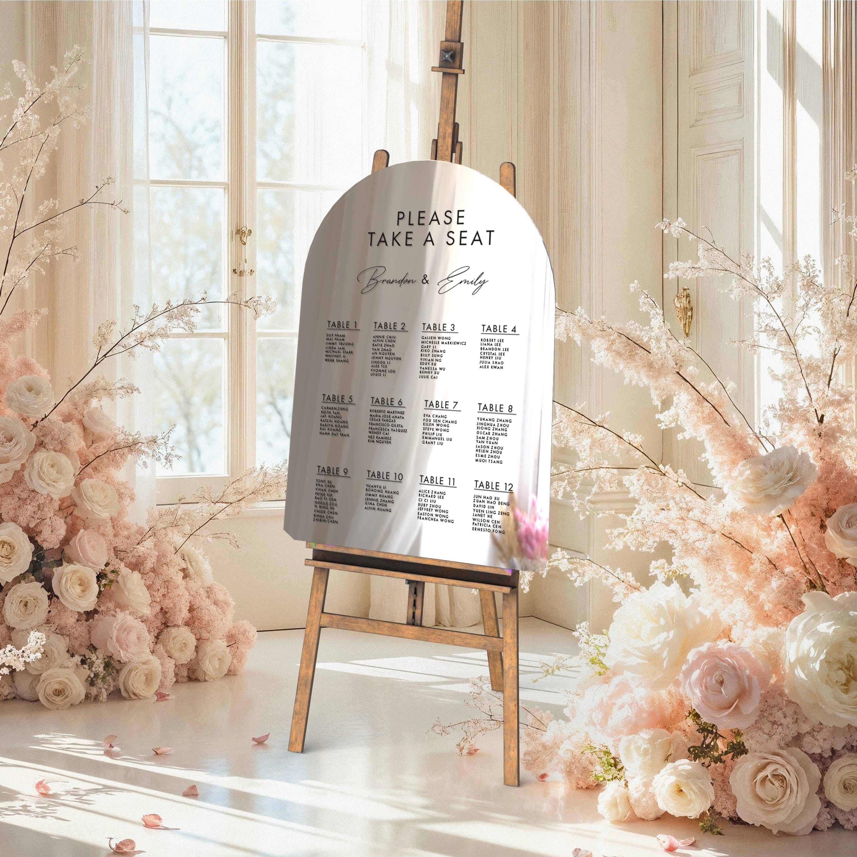 Acrylic Wedding Seating Chart - Mirror Table Chart and Find Your Seat Sign Vienna Collection