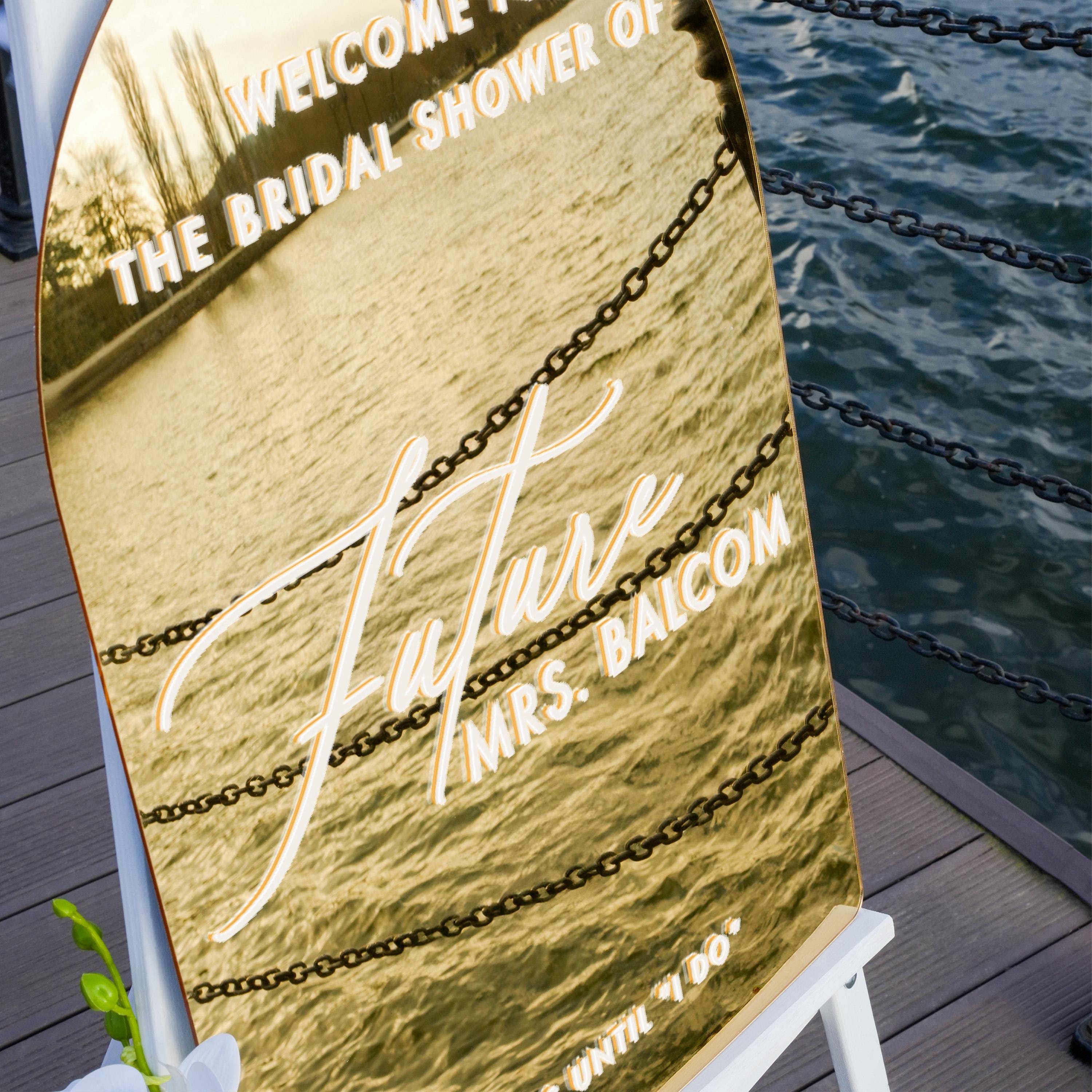 Gold Mirror Bridal Shower Welcome Sign and Bachelorette Party - Daisy Collection