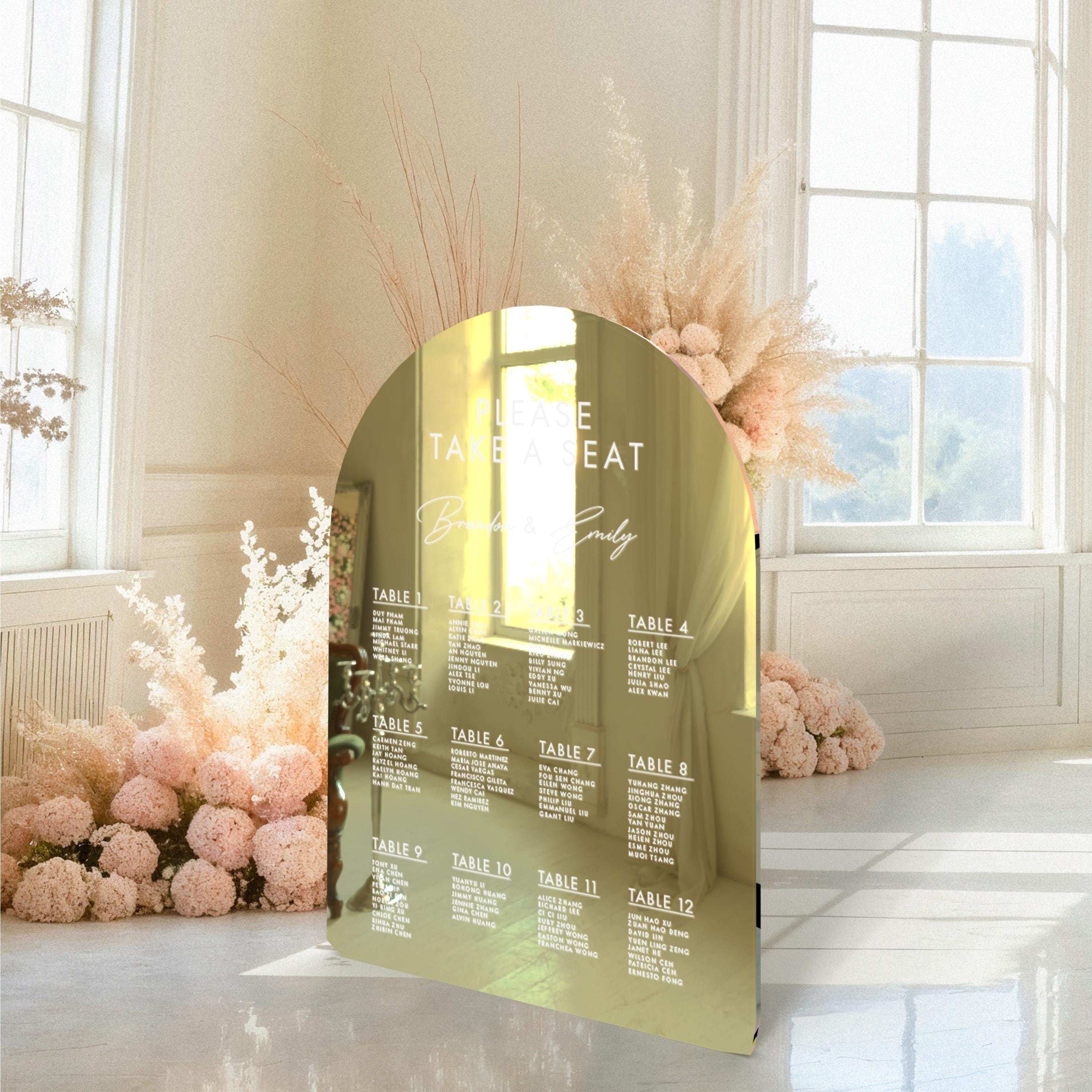 Wedding Seating Chart - Elegant Gold Mirror Wedding Sign Guest List Display Oslo Collection