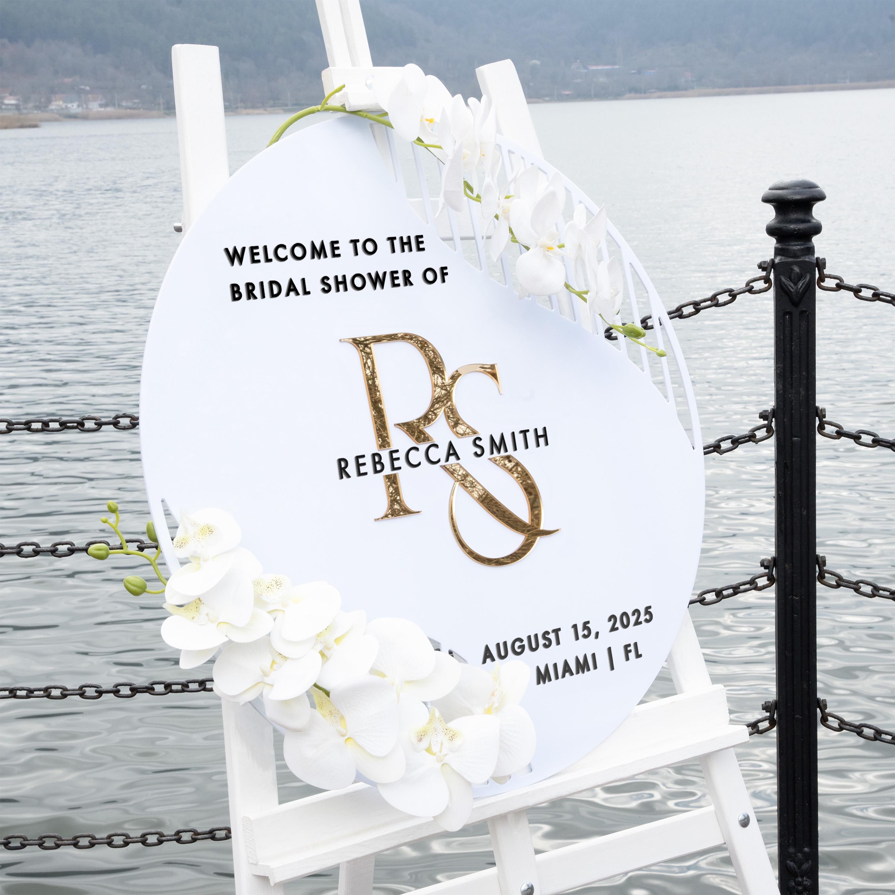 Custom Round Bridal Shower Welcome Sign - Bachelorette Party Decor Berlin Collection