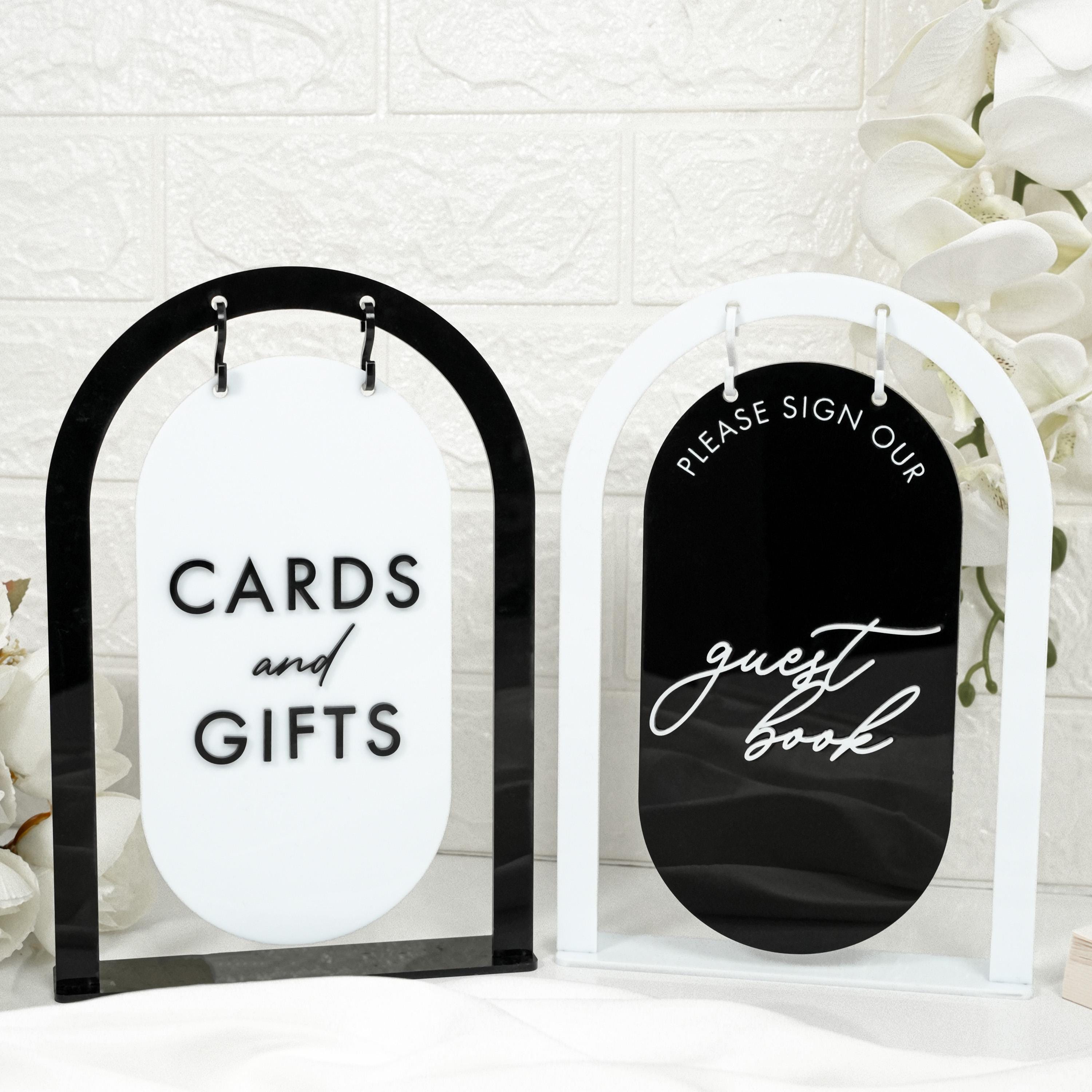 Hanging Cards and Gifts Sign - Wedding Reception Table Signage Acrylic Wedding Signs Istanbul Peony Collection