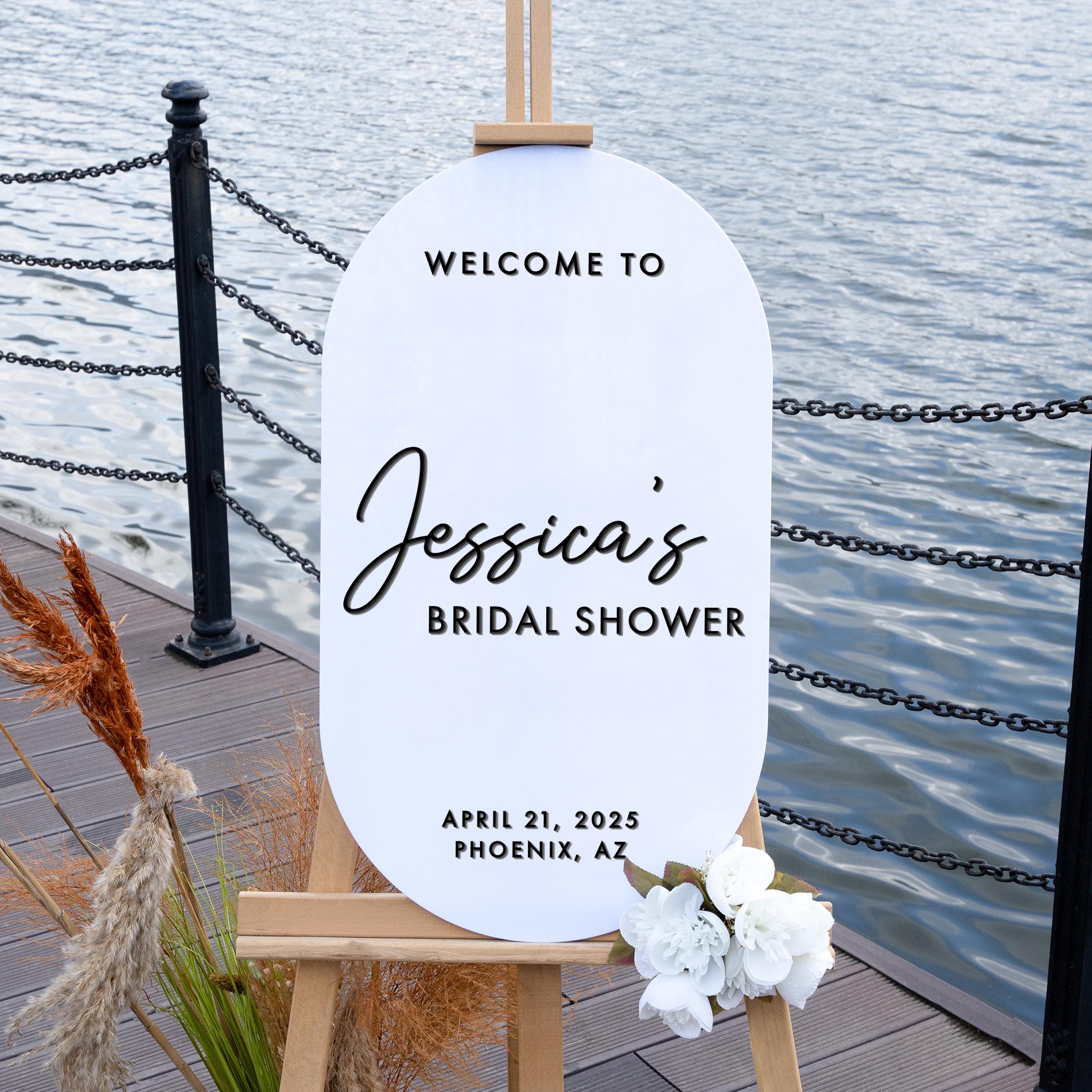 White Acrylic Bridal Shower Welcome Sign - Poppy Collection