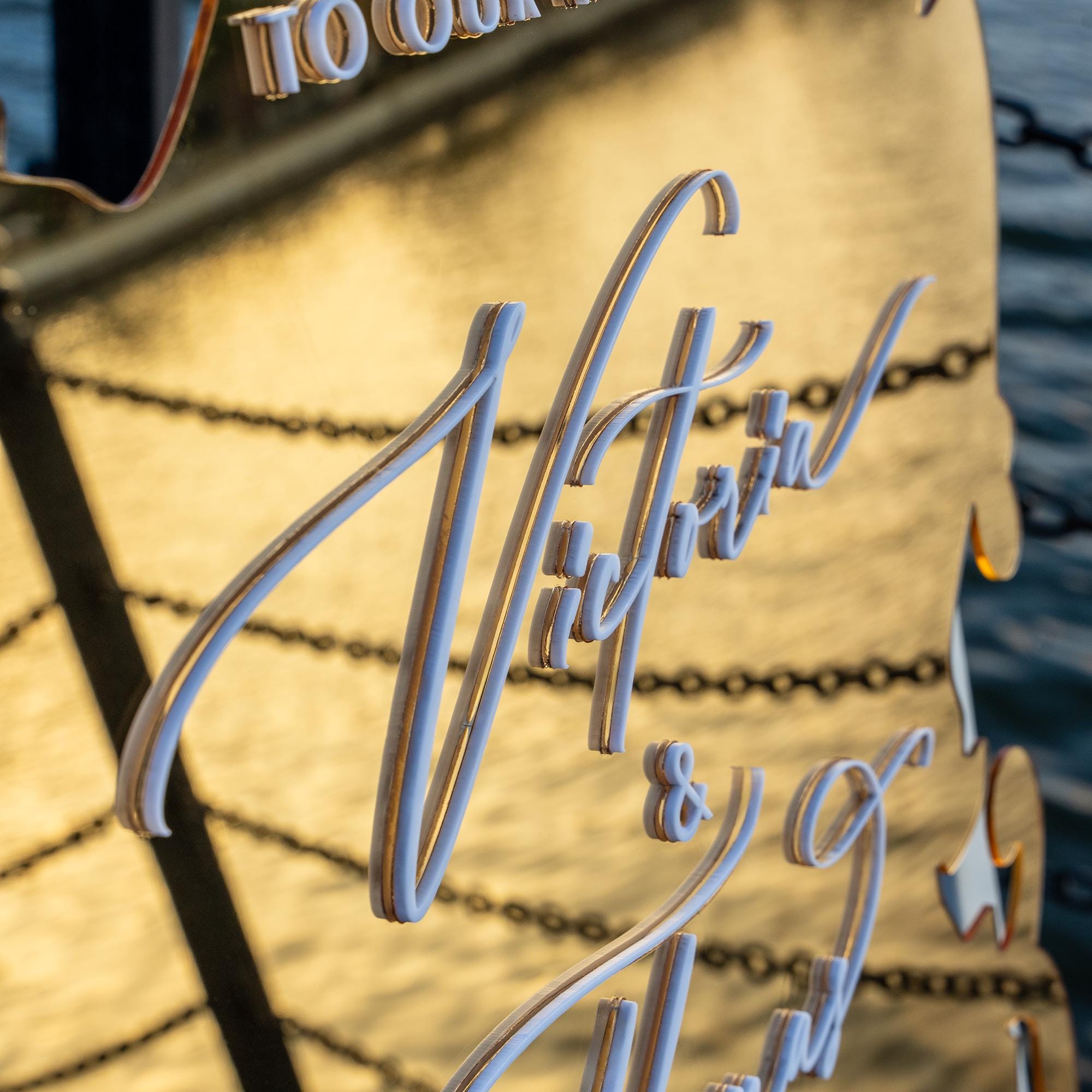 Personalized Gold Mirror Acrylic Wedding Welcome Sign - Carnation Collection