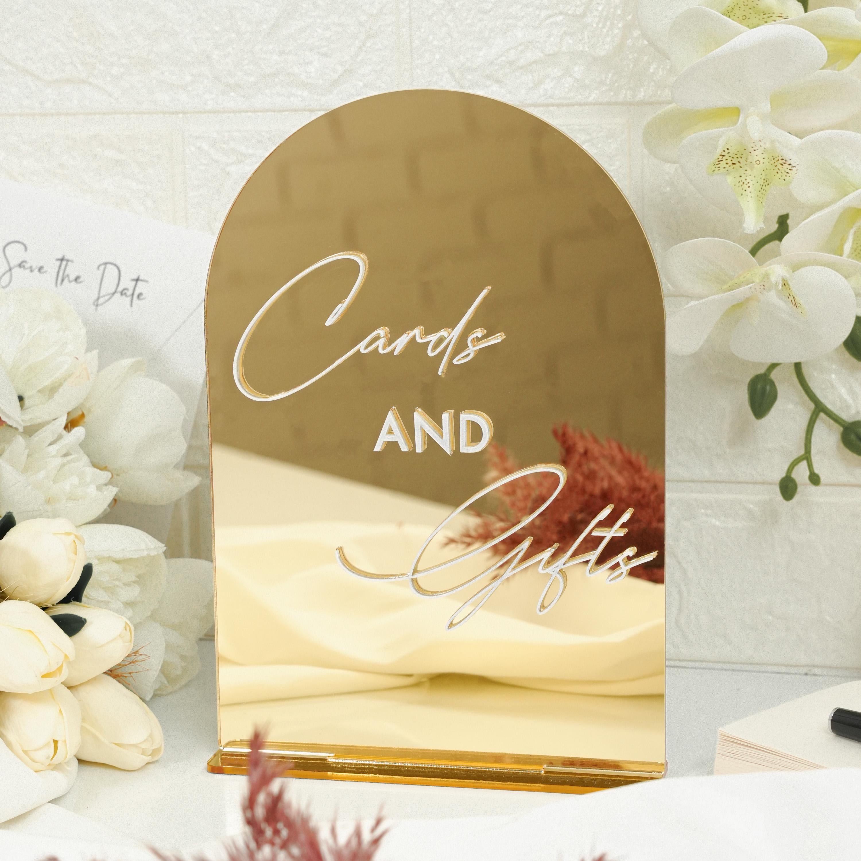 Gold Acrylic Wedding Sign Cards and Gifts Sign - Engagement Reception Table Signage Oslo Collection
