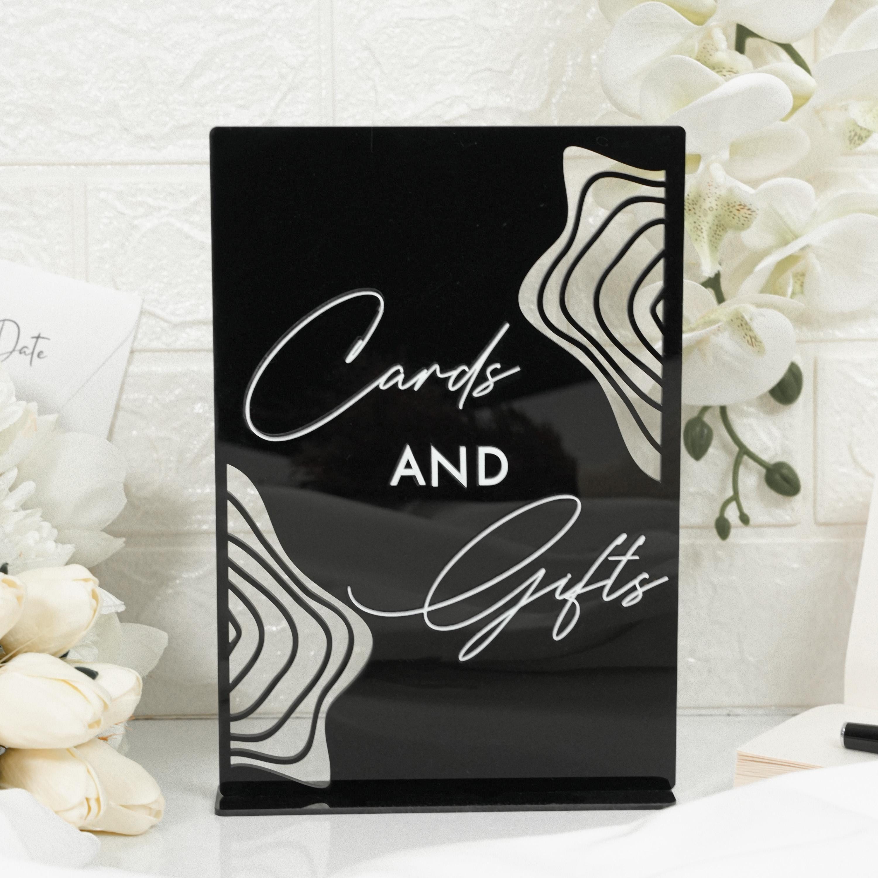 Acrylic Cards Sign - Wedding Cards Table Decor Elegant Reception Sign Orchid Collection