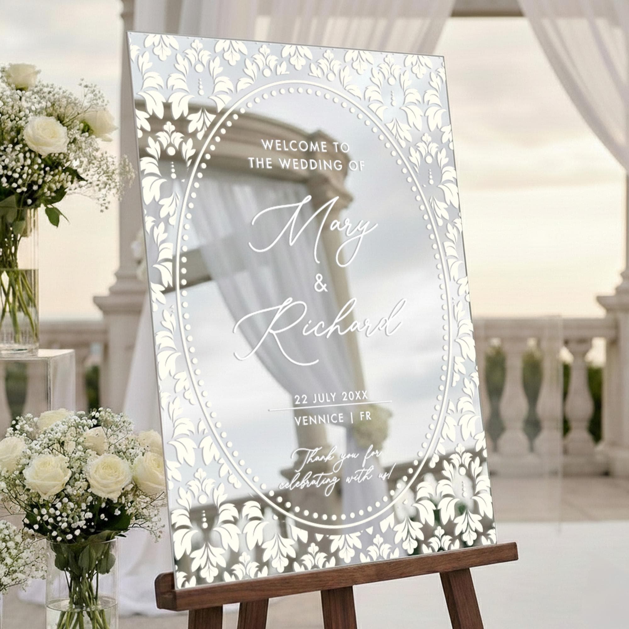 Wedding Welcome Sign – Damask
