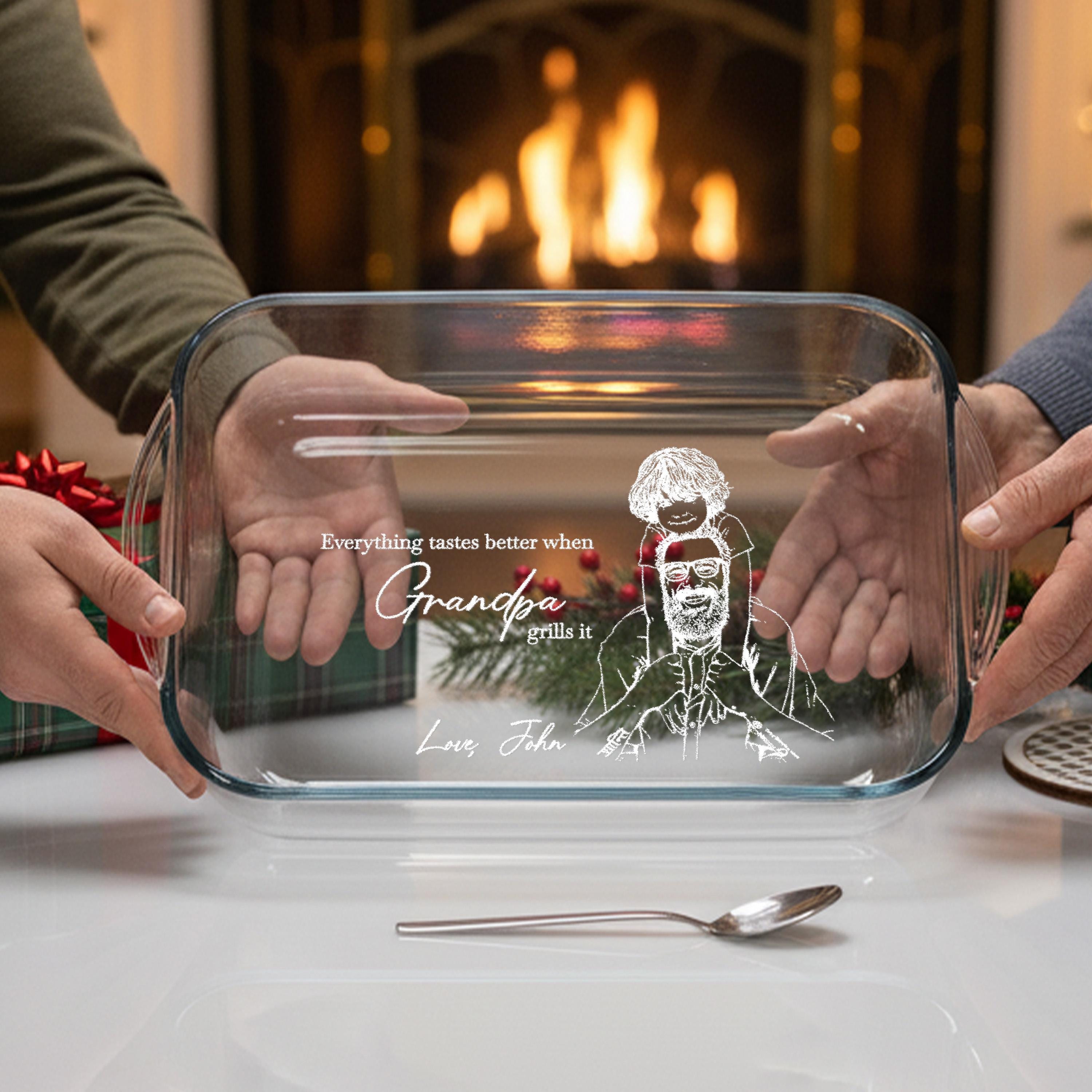 Personalized Glass Baking Pan Casserole Dish For Family Gift Engraved Kitchen Dish