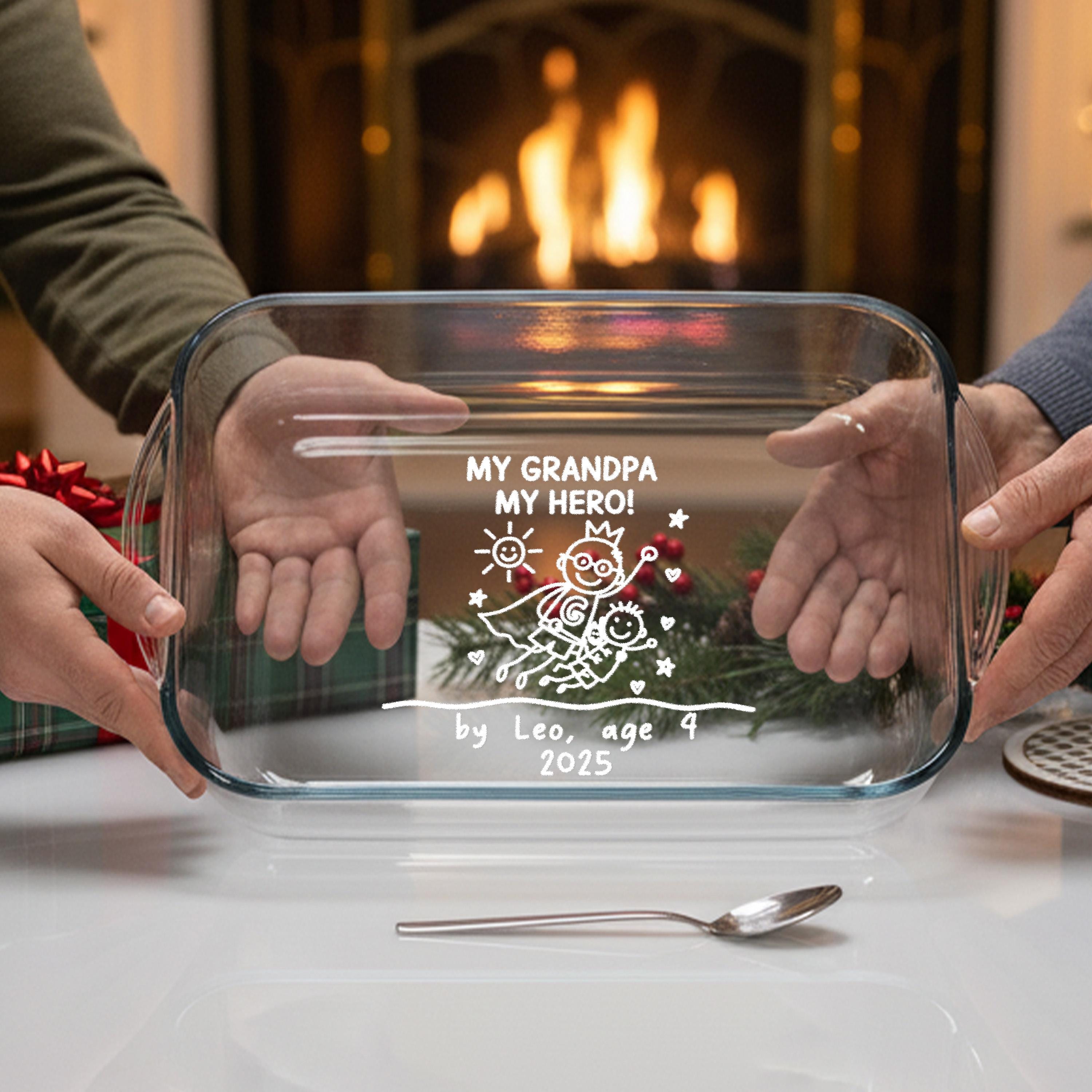 Engraved Glass Casserole Personalized Baking Dish Unique Family Cooking Gift