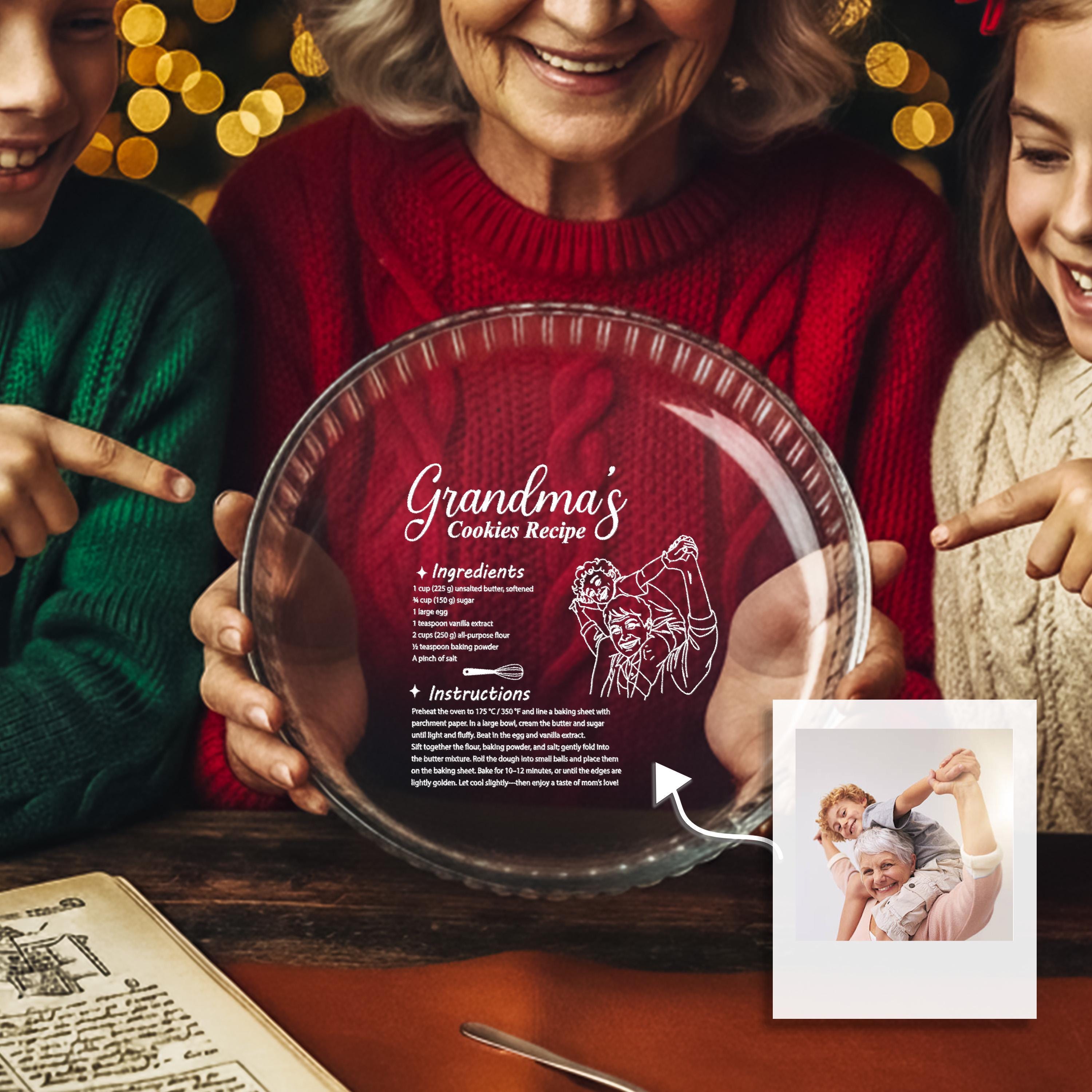 Engraved Baking Dish Casserole Dish for Family Gift Personalized Handwritten Recipe Glass Dish