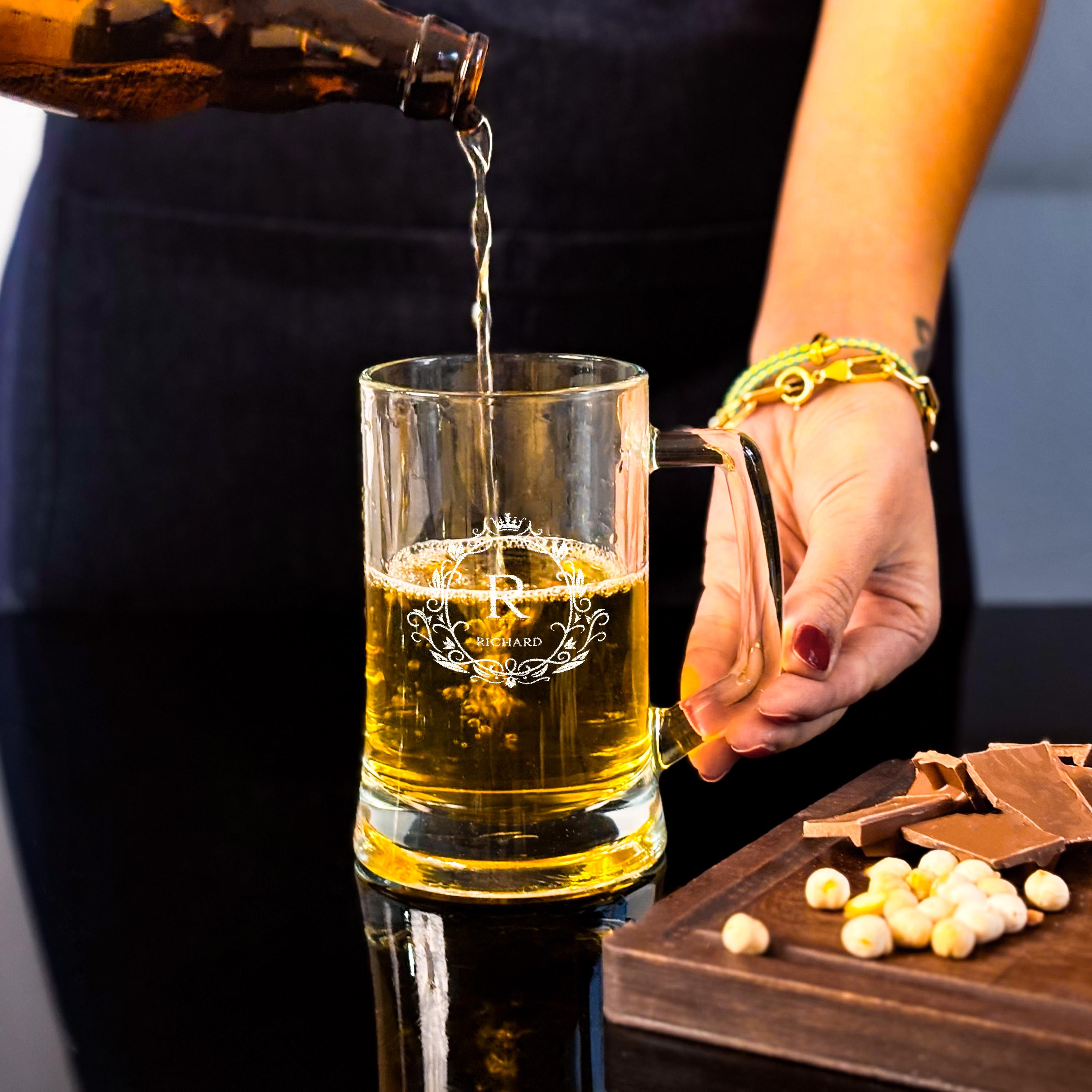 Engraved Beer Mug Personalized Beer Glass Wedding Gift With Wooden Gift Box