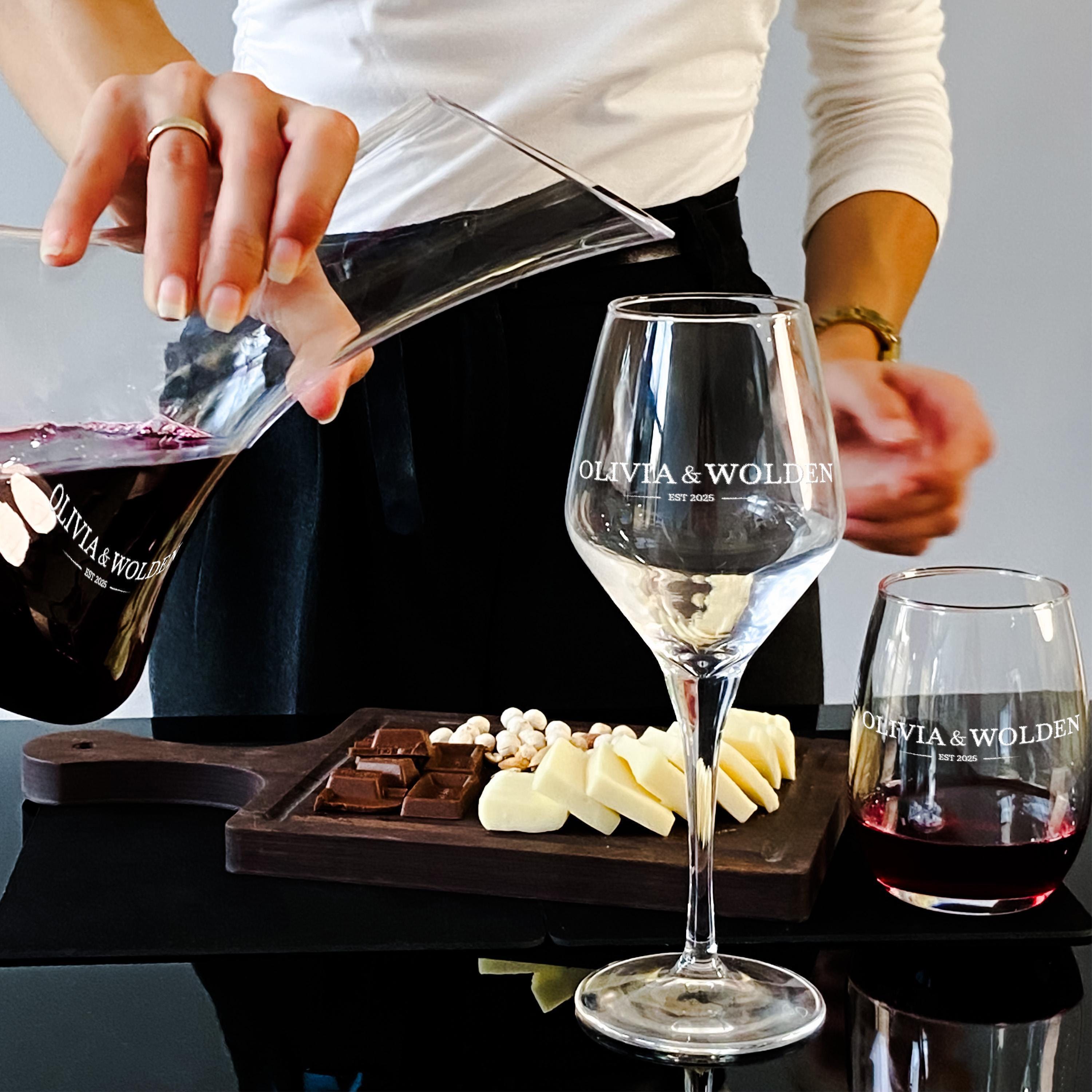 Personalized Wine Glass Set Elegant Custom Decanter Set for Housewarming Gift