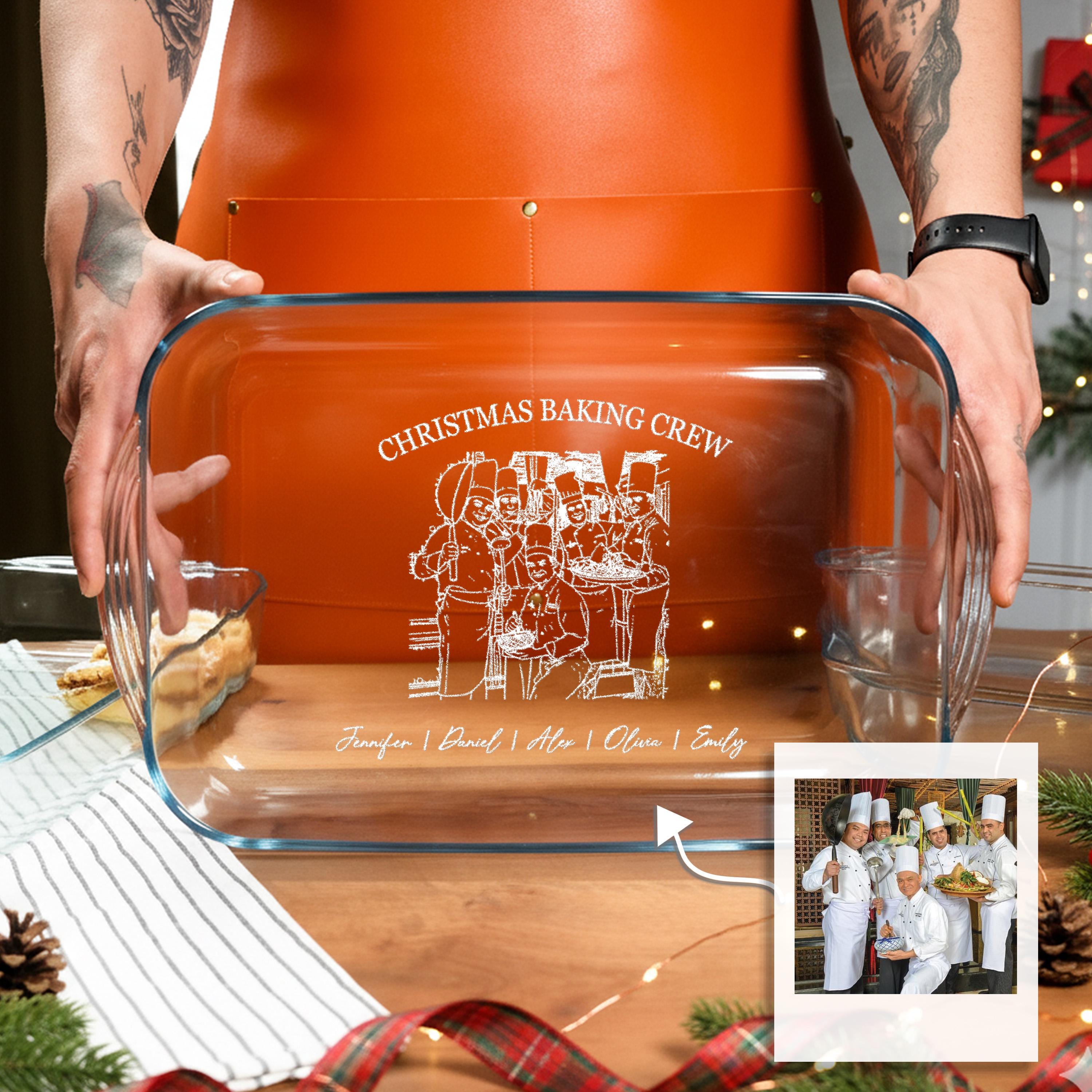 Personalized Chef Baking Dish Engraved Glass Casserole Dish Oven Safe Kitchen Gift