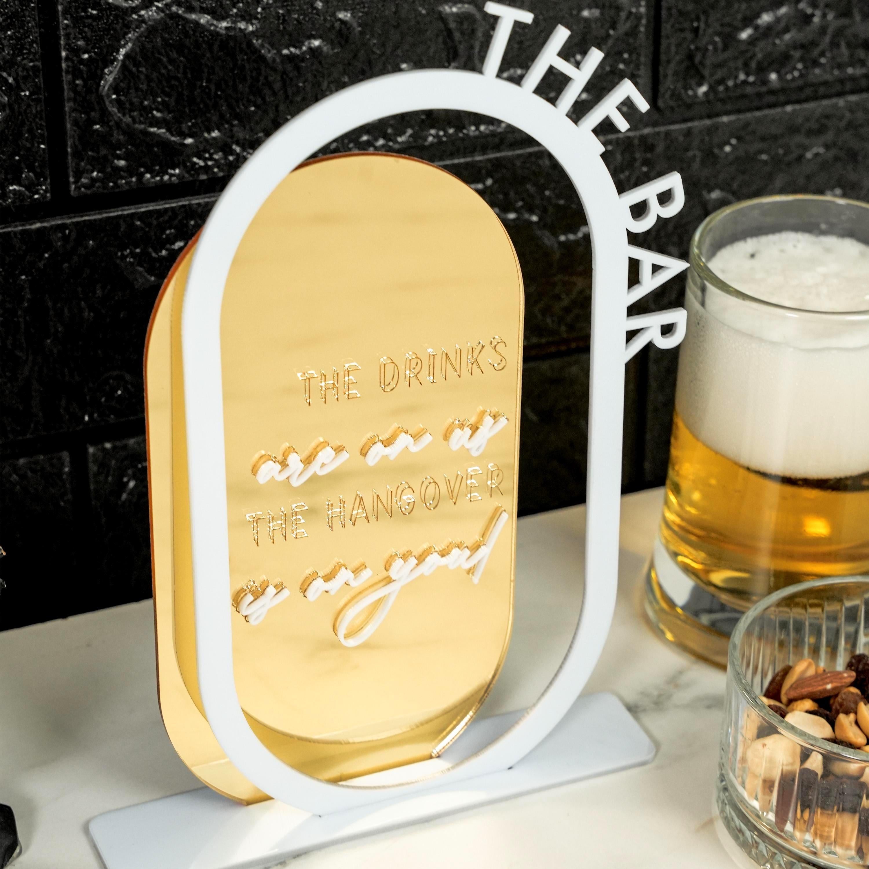 Gold Acrylic Wedding Bar Sign, Custom Signature Drink Menu