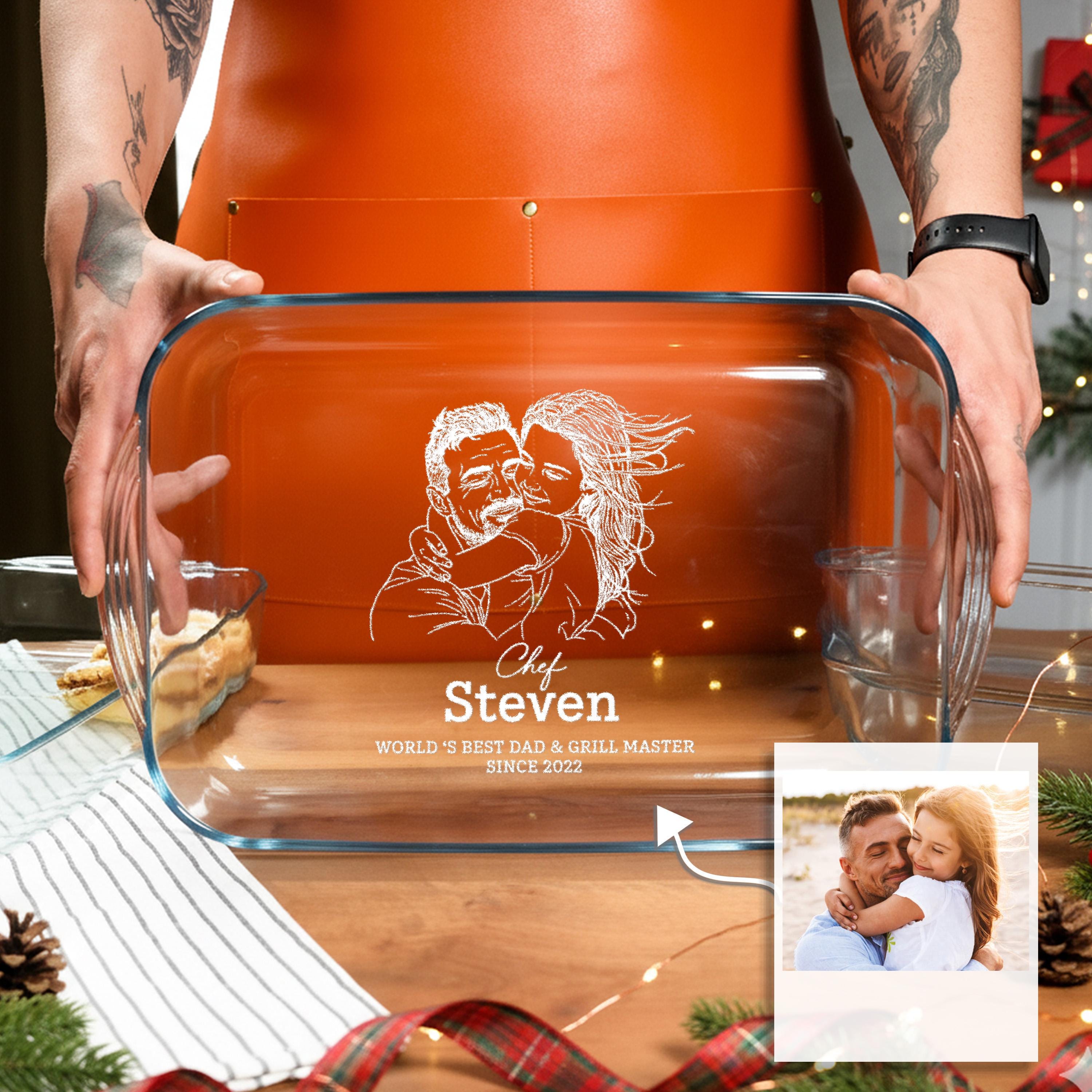 Engraved Casserole Dish For Family Gift Personalized Glass Baking Pan Unique Dad Gifts