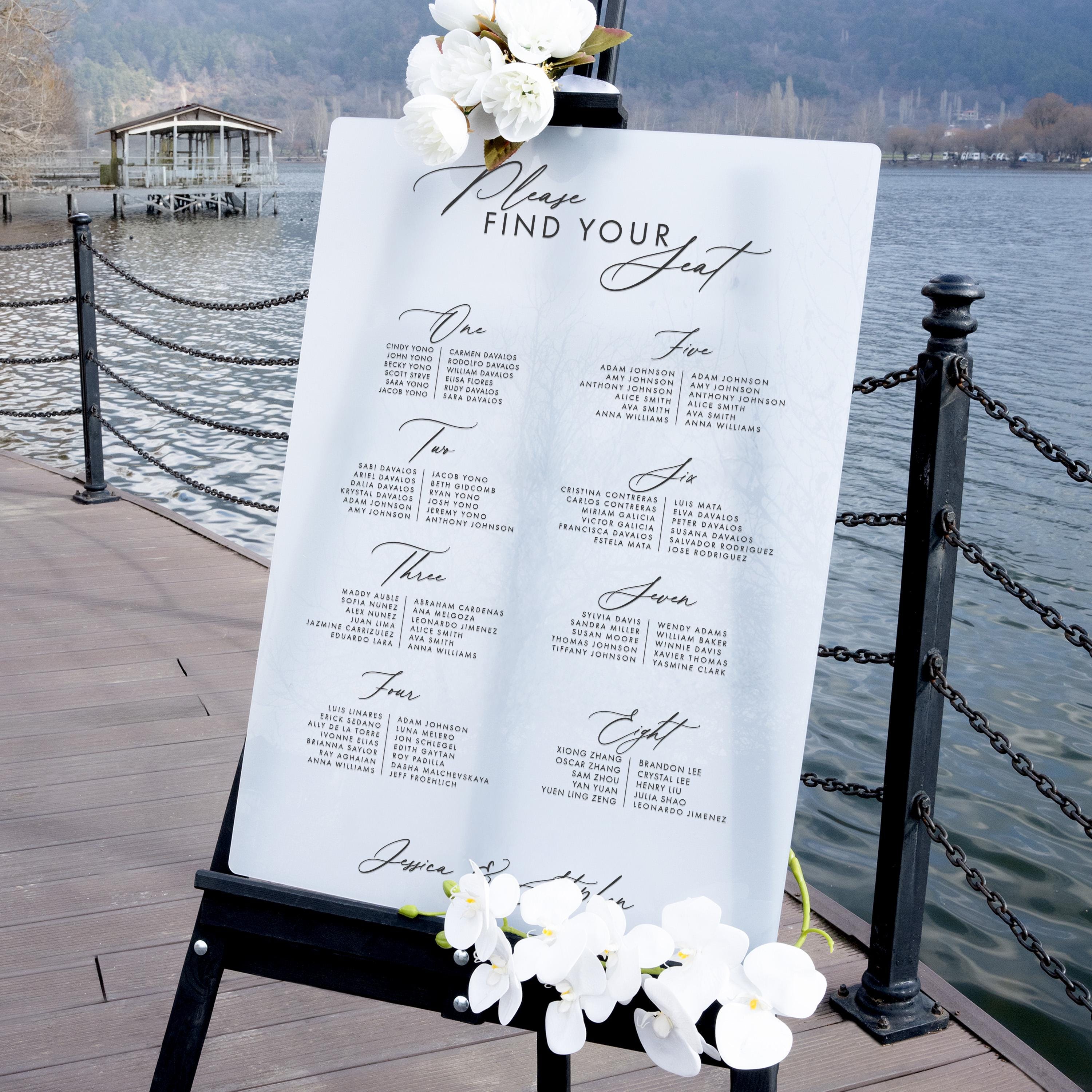 Personalized Wedding Seating Chart - Guest List Display for Engagement Lavender Collection