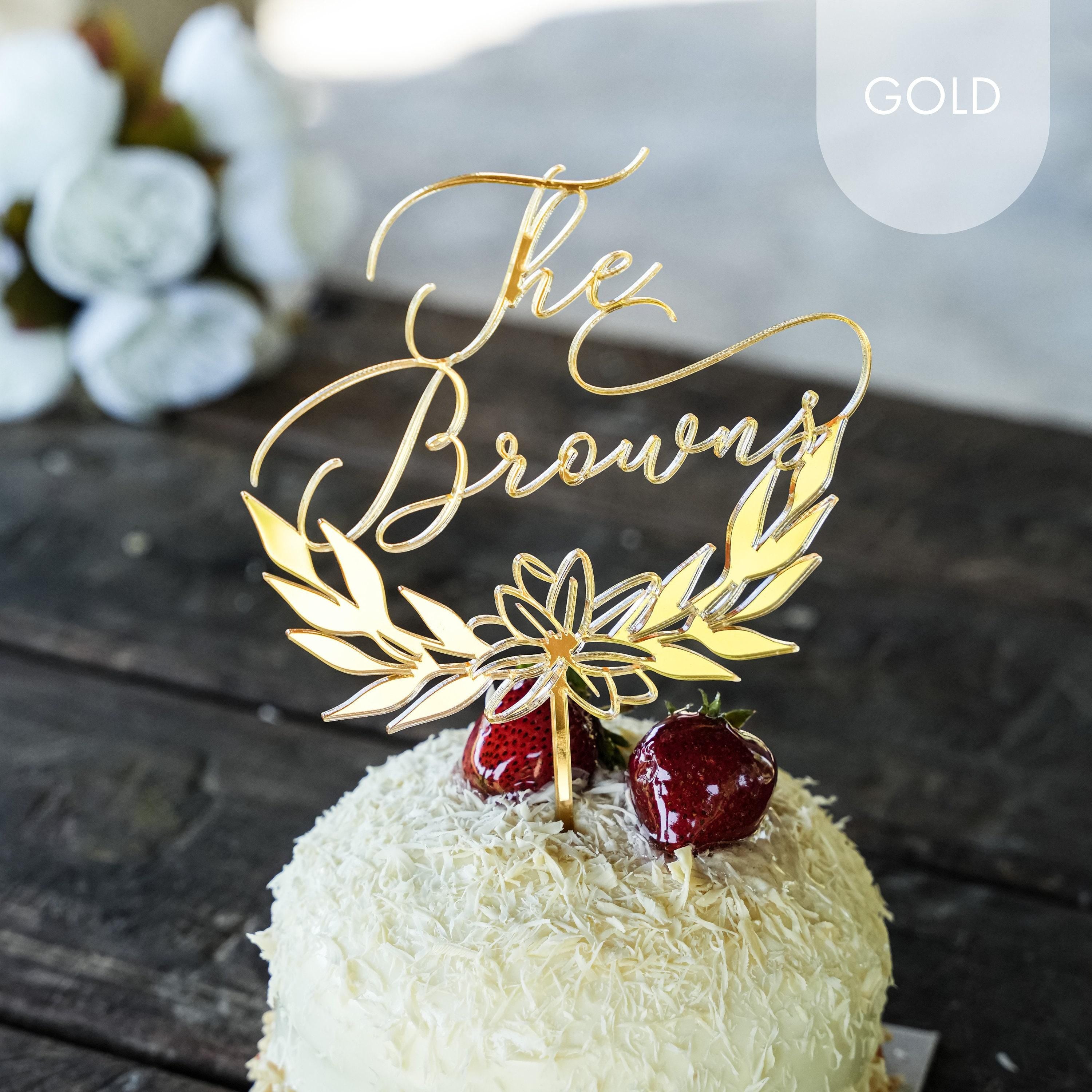 Floral Wedding Cake Topper - Personalized Cake Charm for Engagement Milan Poppy Collection