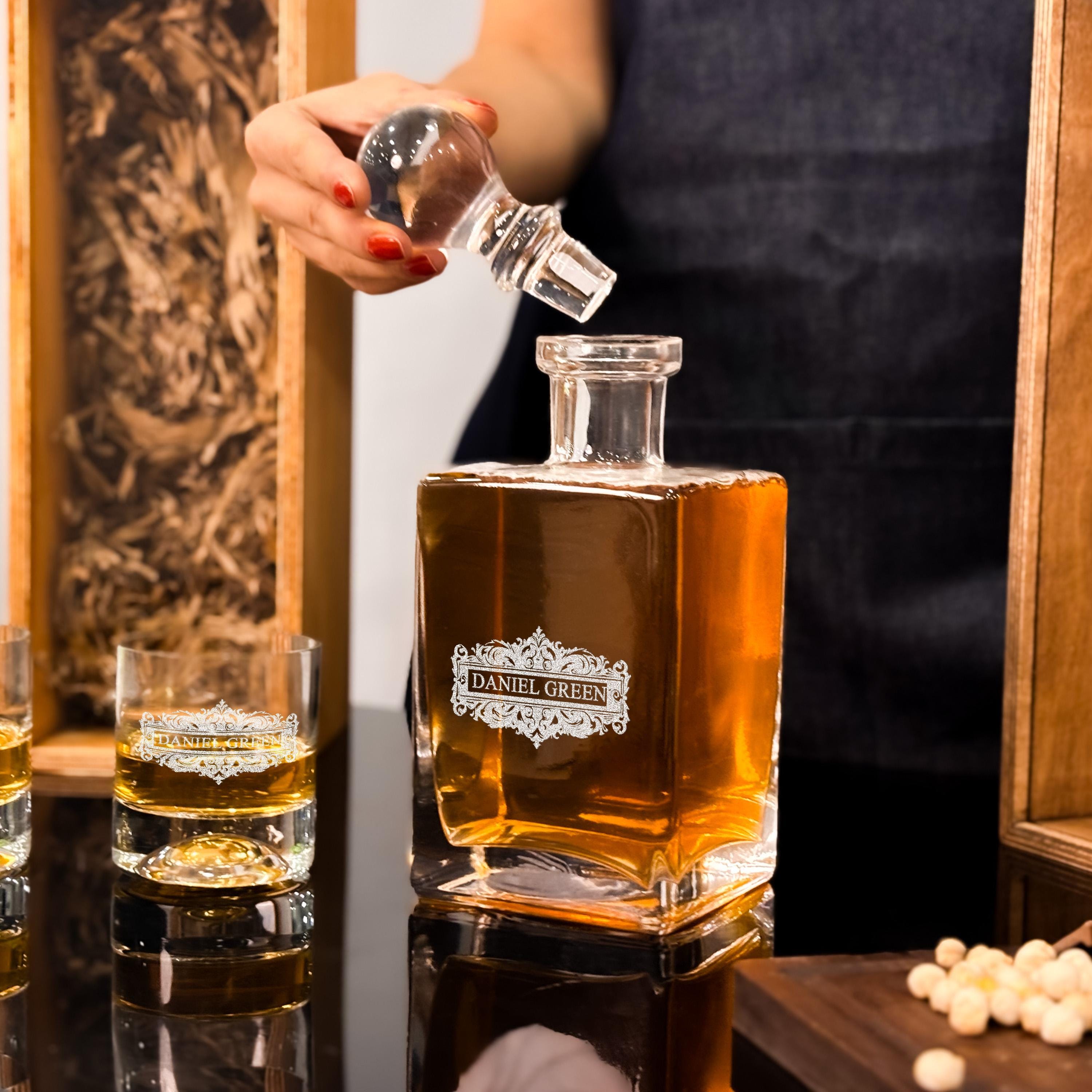 Custom Decanter Set Engraved Whiskey Glasses Gift For Dad Christmas Or Anniversary