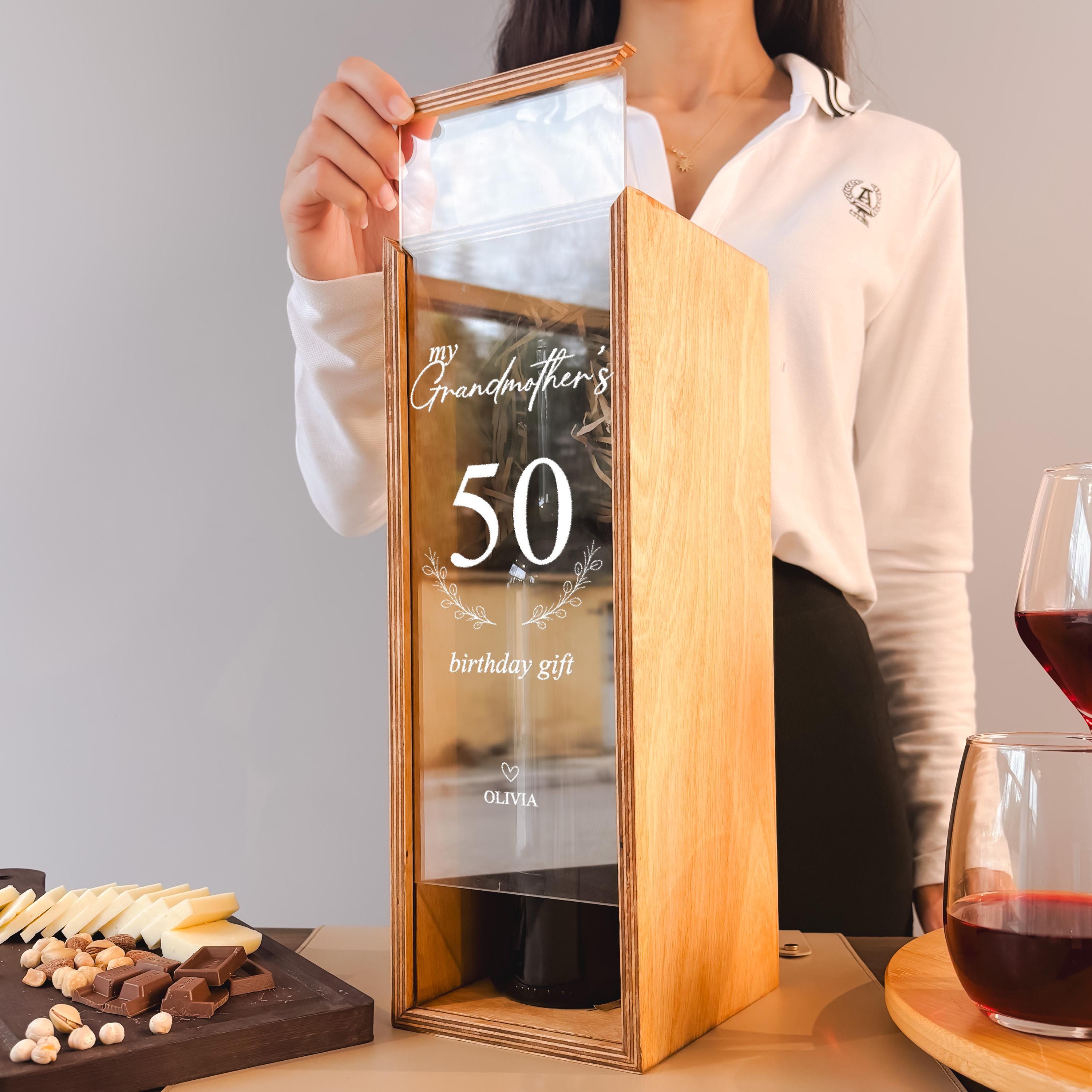 Personalized Wine Box For Birthday Gift Elegant Wooden Wine Box With Acrylic Lid