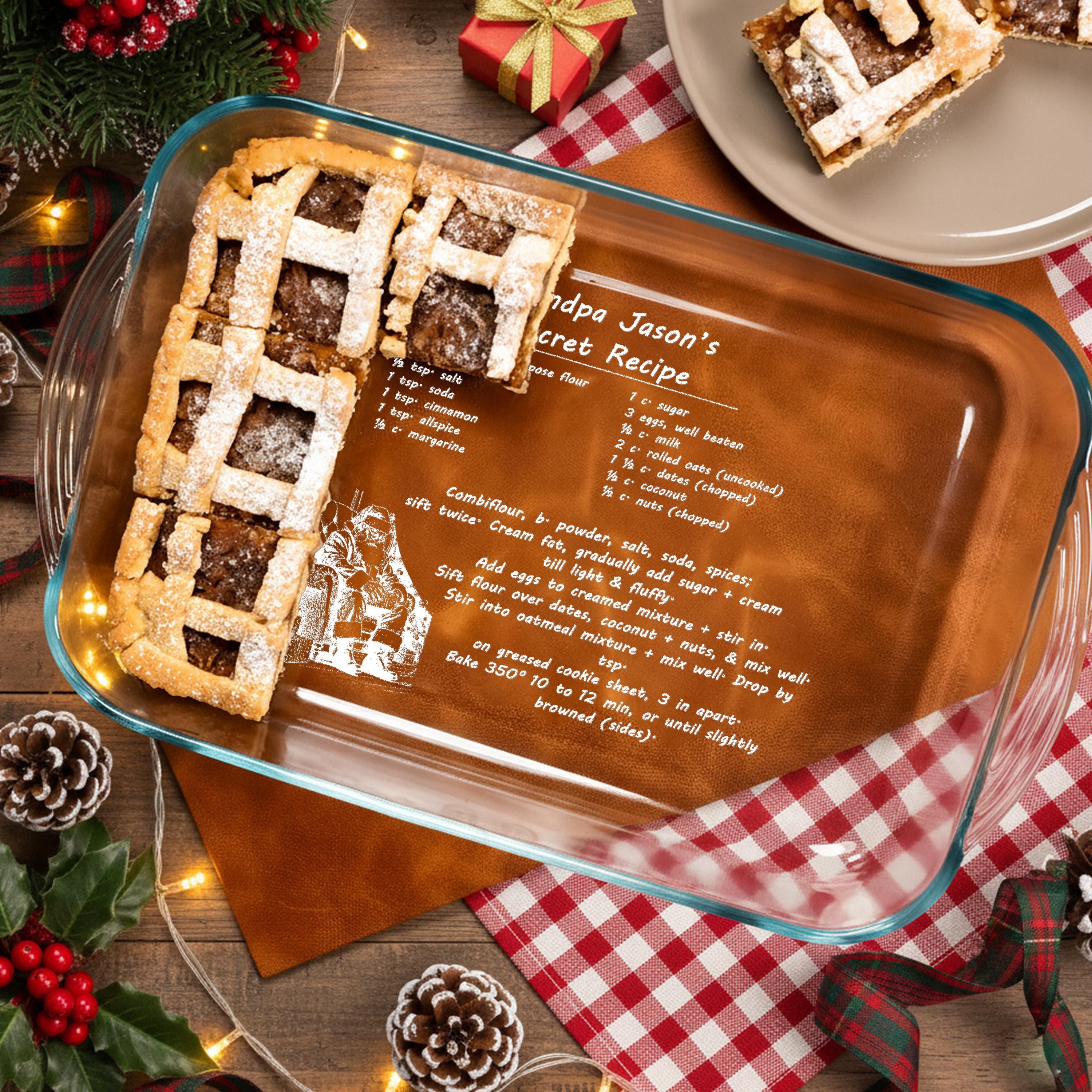Engraved Glass Casserole Custom Handwritten Recipe Baking Dish For Family Gift