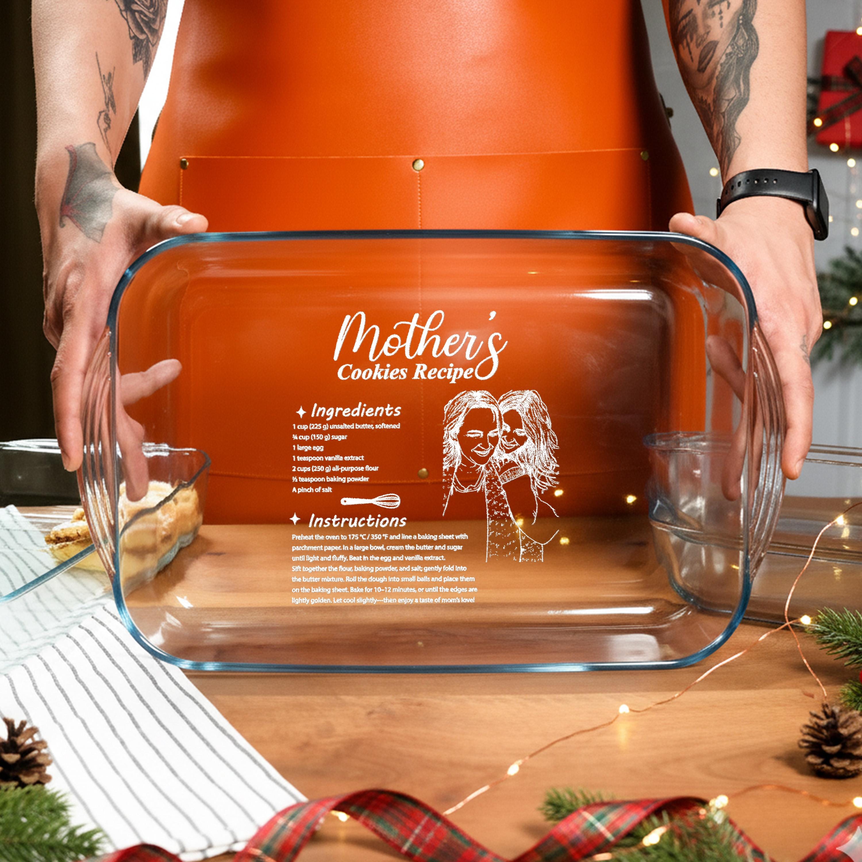 Engraved Baking Dish Casserole Dish For Family Gift With Handwritten Recipe Keepsake