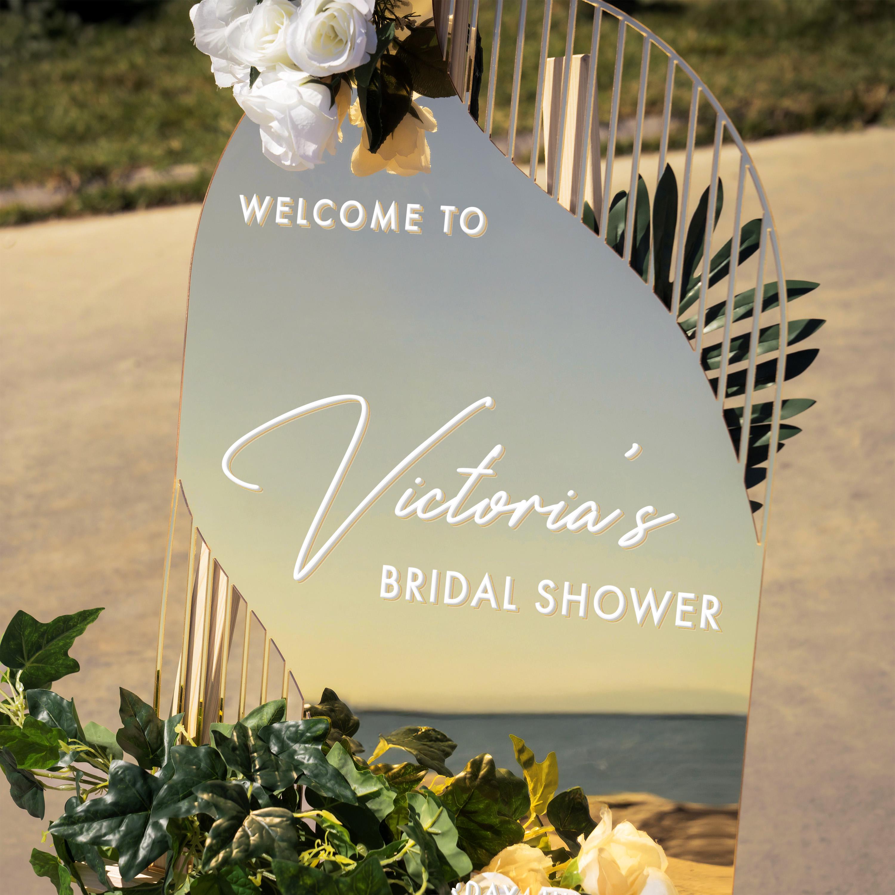 Gold Mirror Bridal Shower Welcome Sign: Bachelorette Party Decor Rome Collection