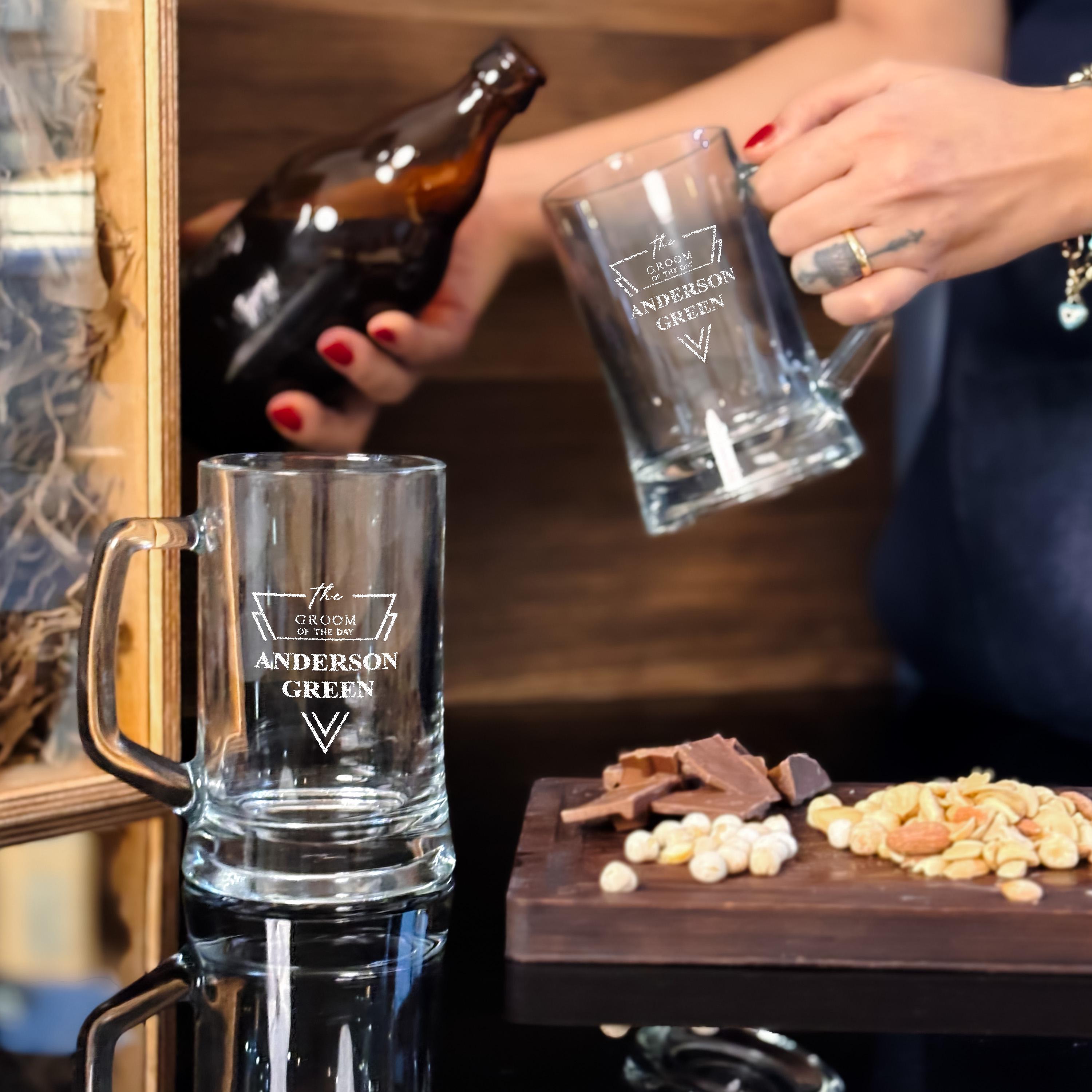 Engraved Beer Mug Personalized Beer Glass Wedding Groom Gift Groomsmen Gift