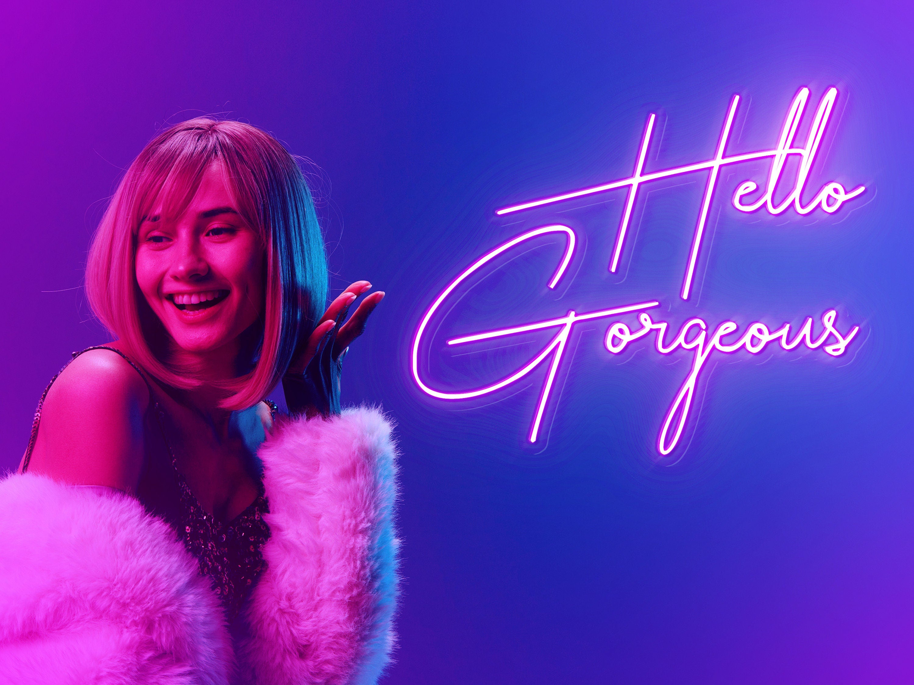 Hello Gorgeous Neon Sign Neon Sign for Wedding Gift Pink LED Wall Art