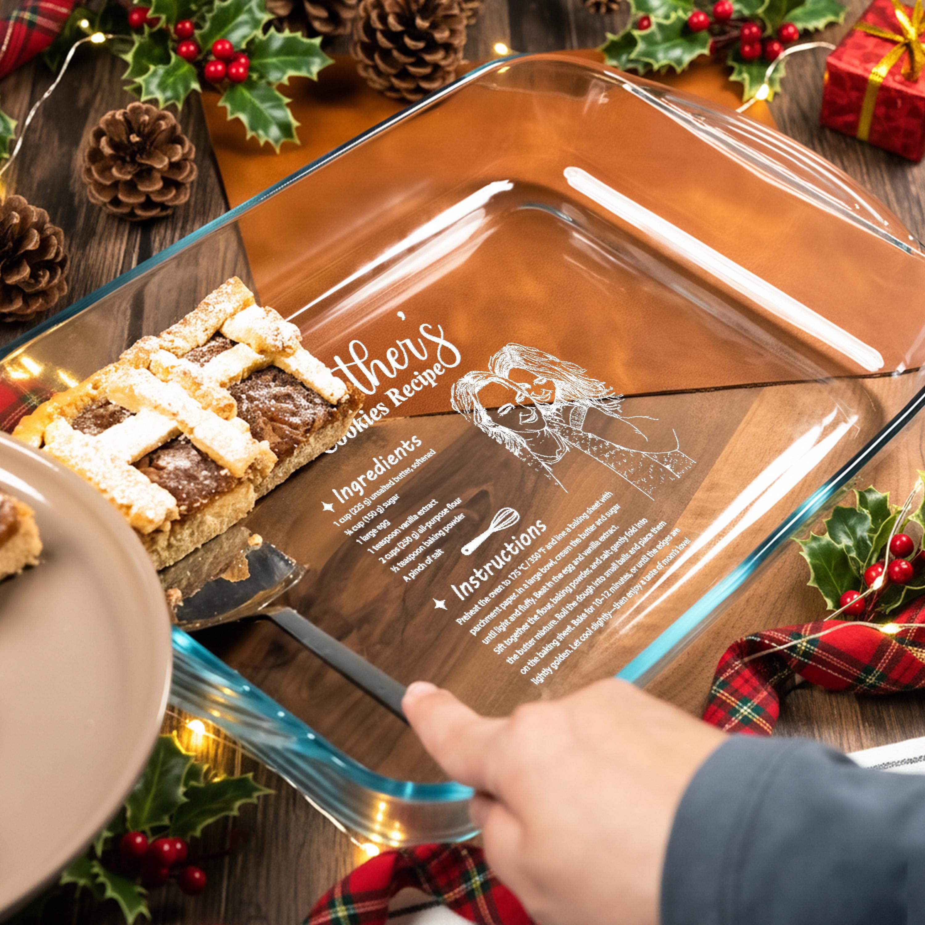 Engraved Baking Dish Casserole Dish For Family Gift With Handwritten Recipe Keepsake