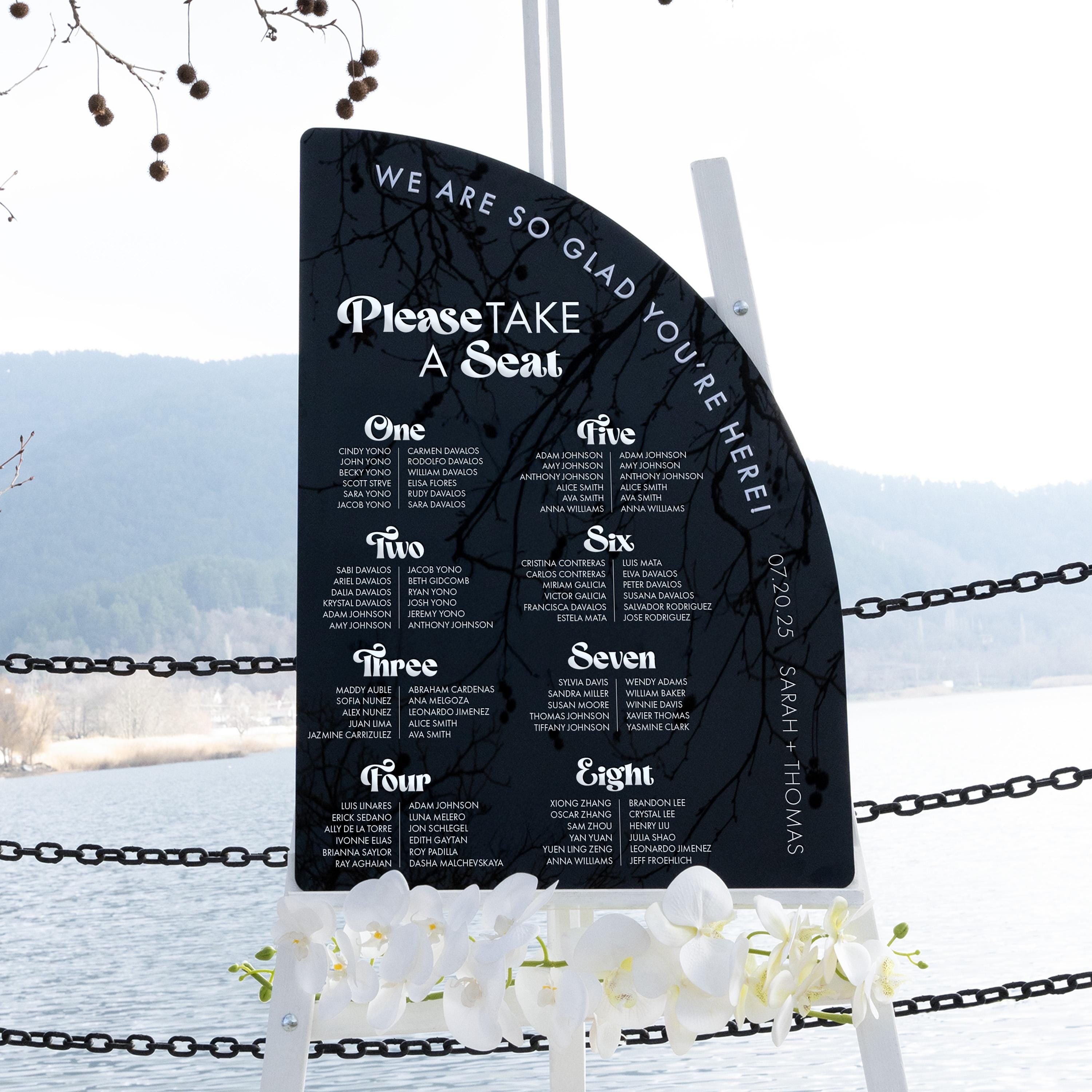 Acrylic Wedding Seating Chart - Elegant Wedding Decor for Guest Seating Plan Jasmine Collection